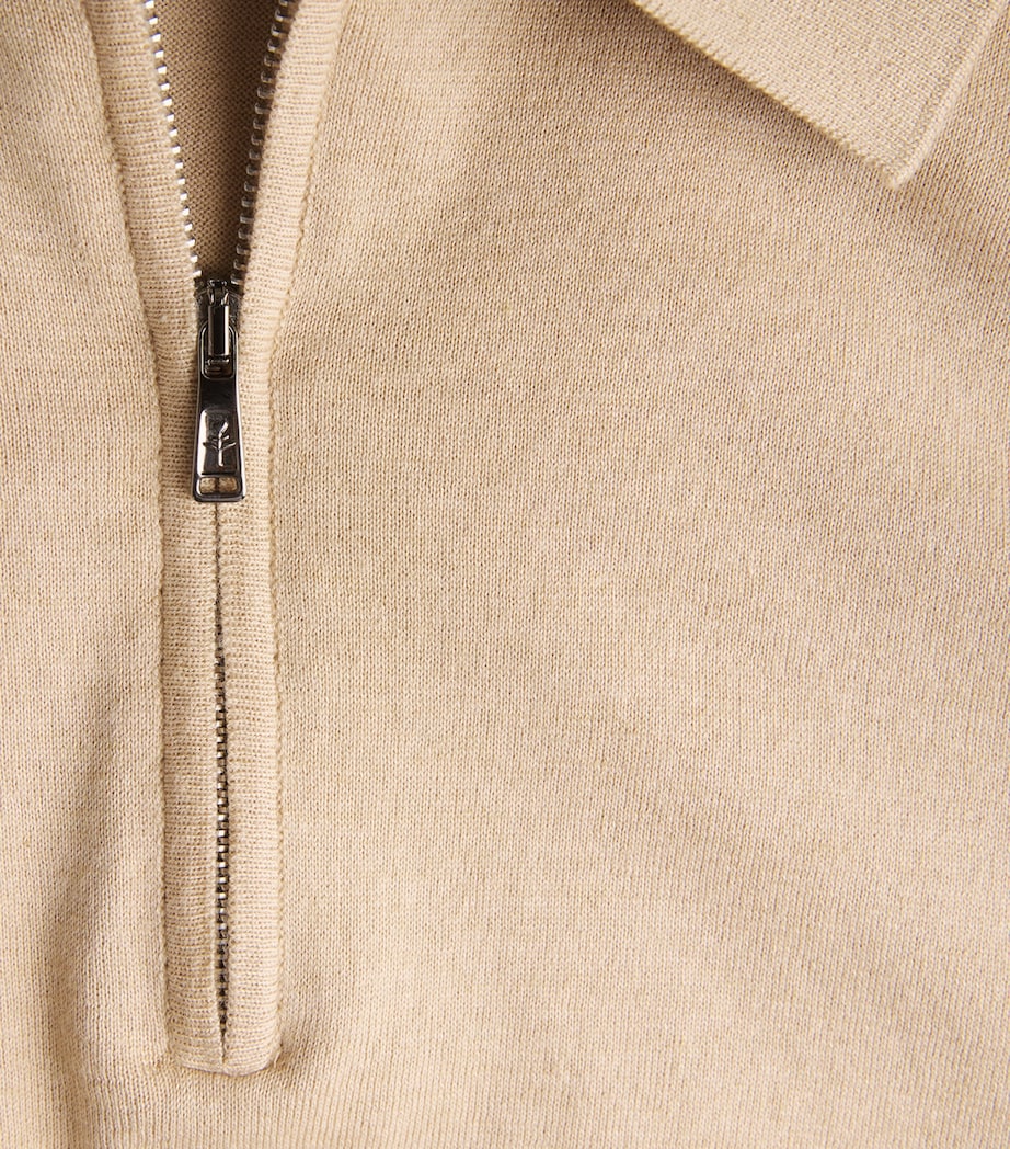 Cotton-Cashmere Zip Polo Shirt E.3-DESERTO Image 5