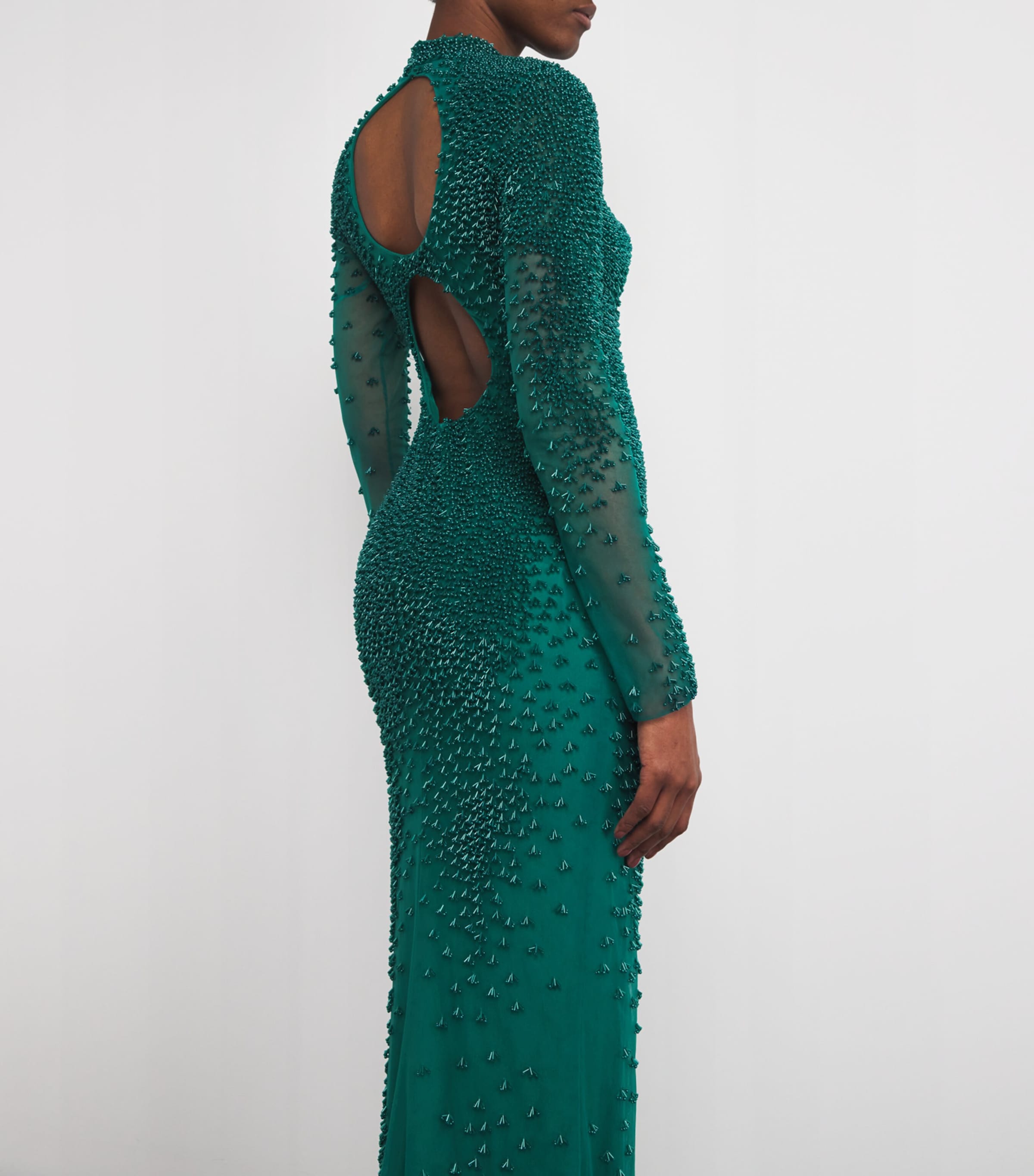 GEORGES HOBEIKA Womens Silk-Blend Beaded Gown Tpg Apln Grn Image 4