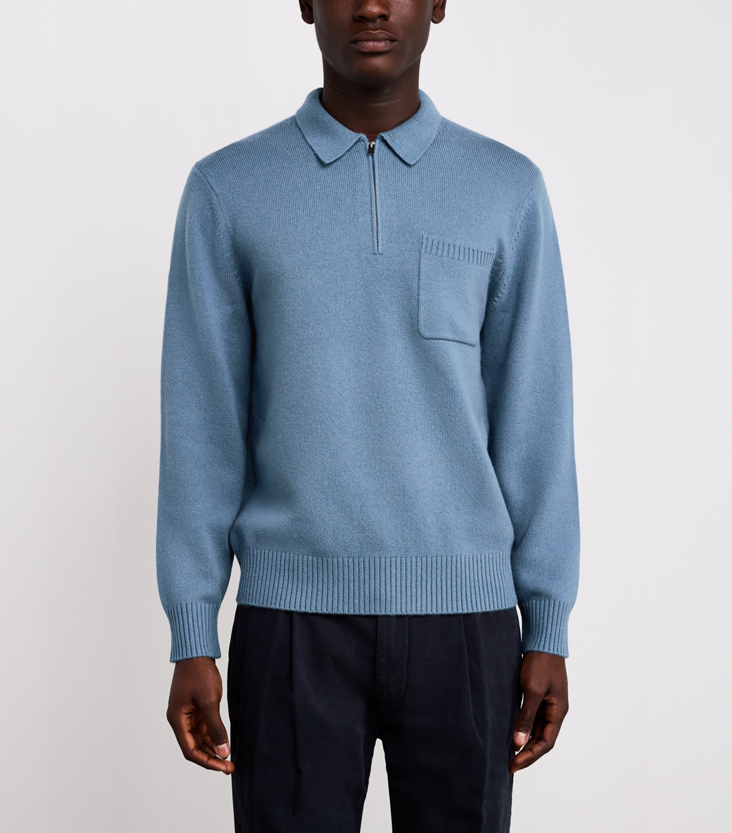 Wool-Blend Polo Sweater 486 PRB BLUE Image 3