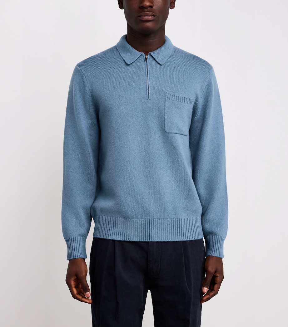 Wool-Blend Polo Sweater 486 PRB BLUE Image 3
