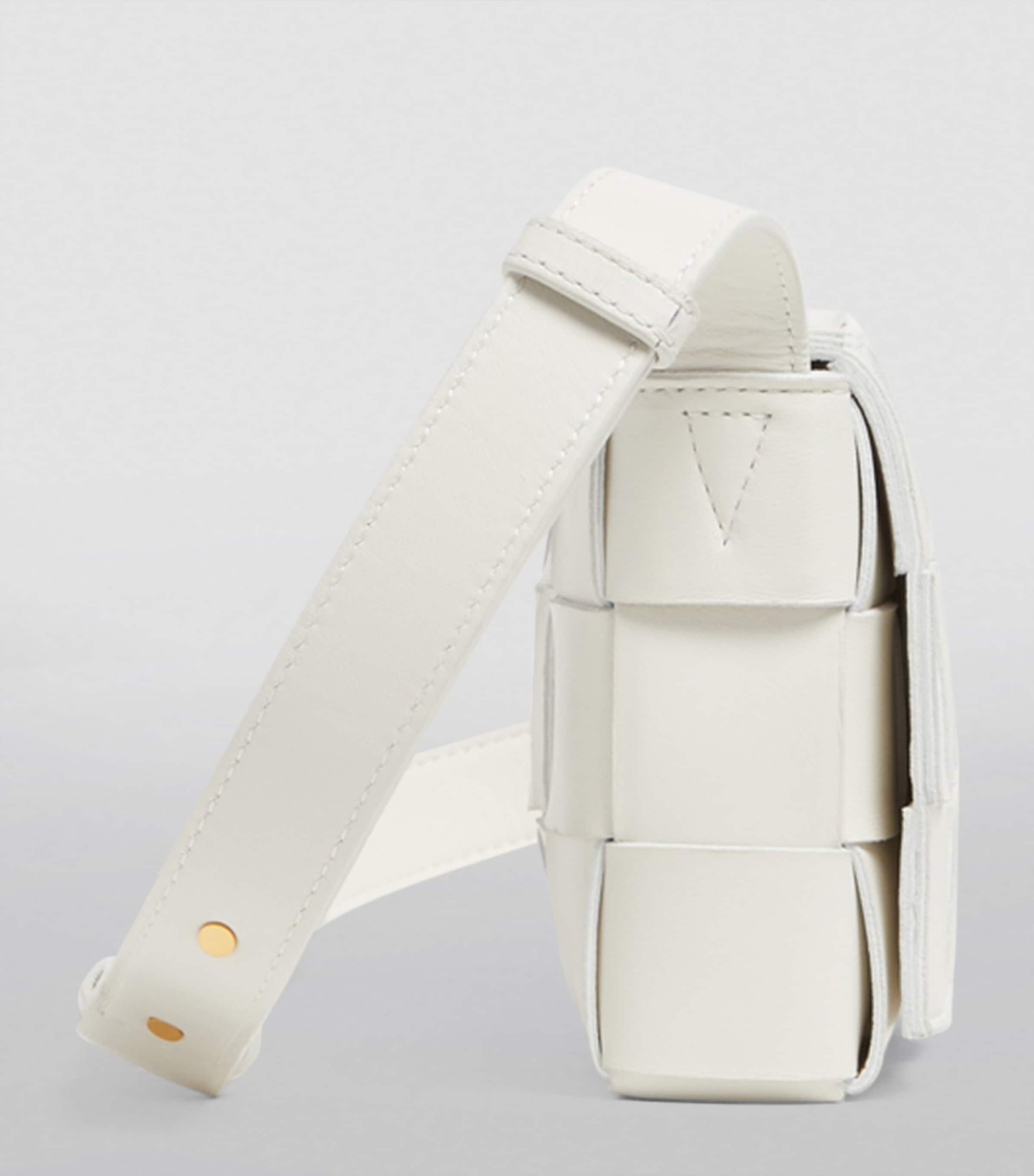 Bottega Veneta White Small Leather Cassette Cross-Body Bag