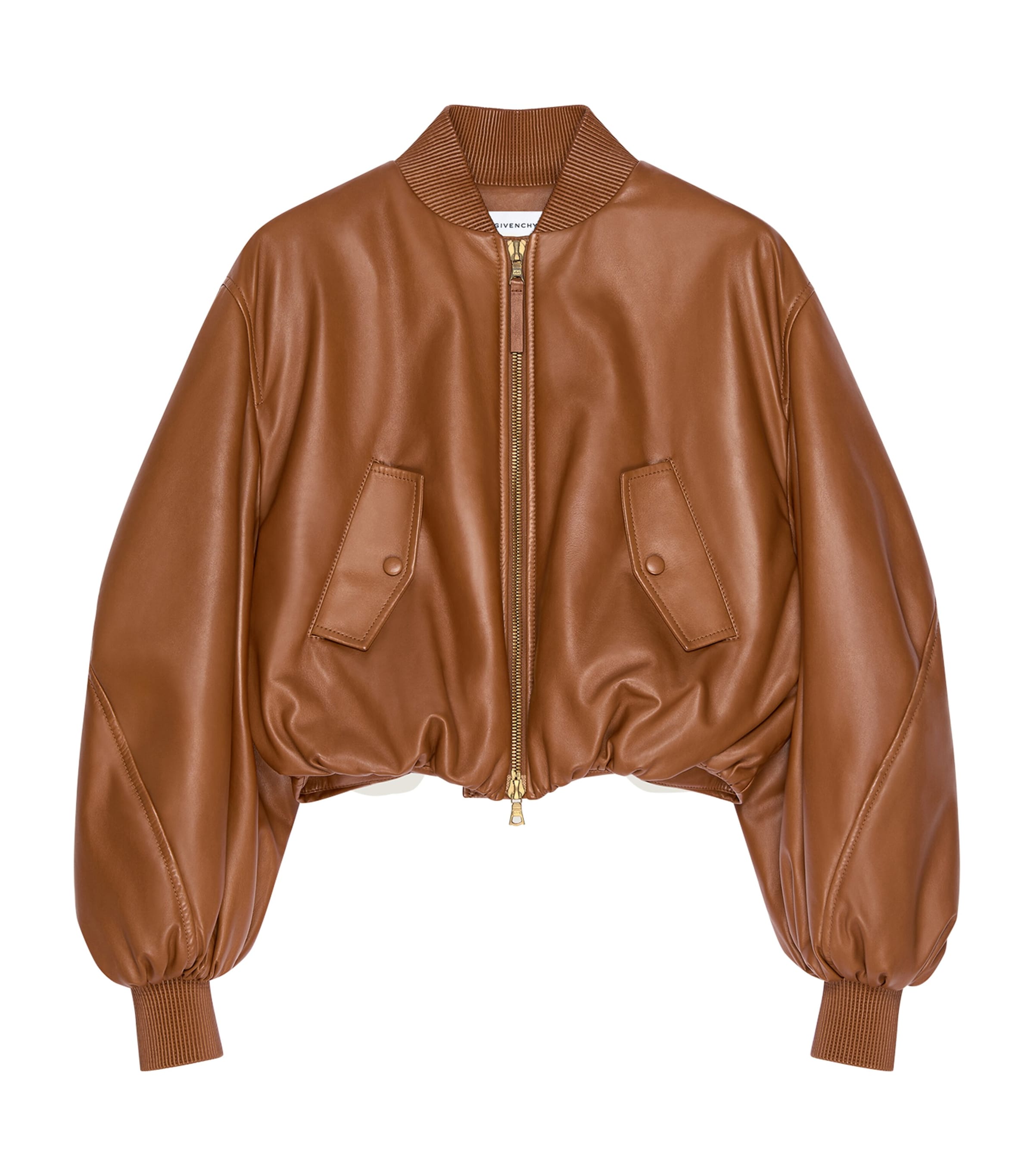 Nappa Leather Cocoon Bomber Jacket TAN Image 1