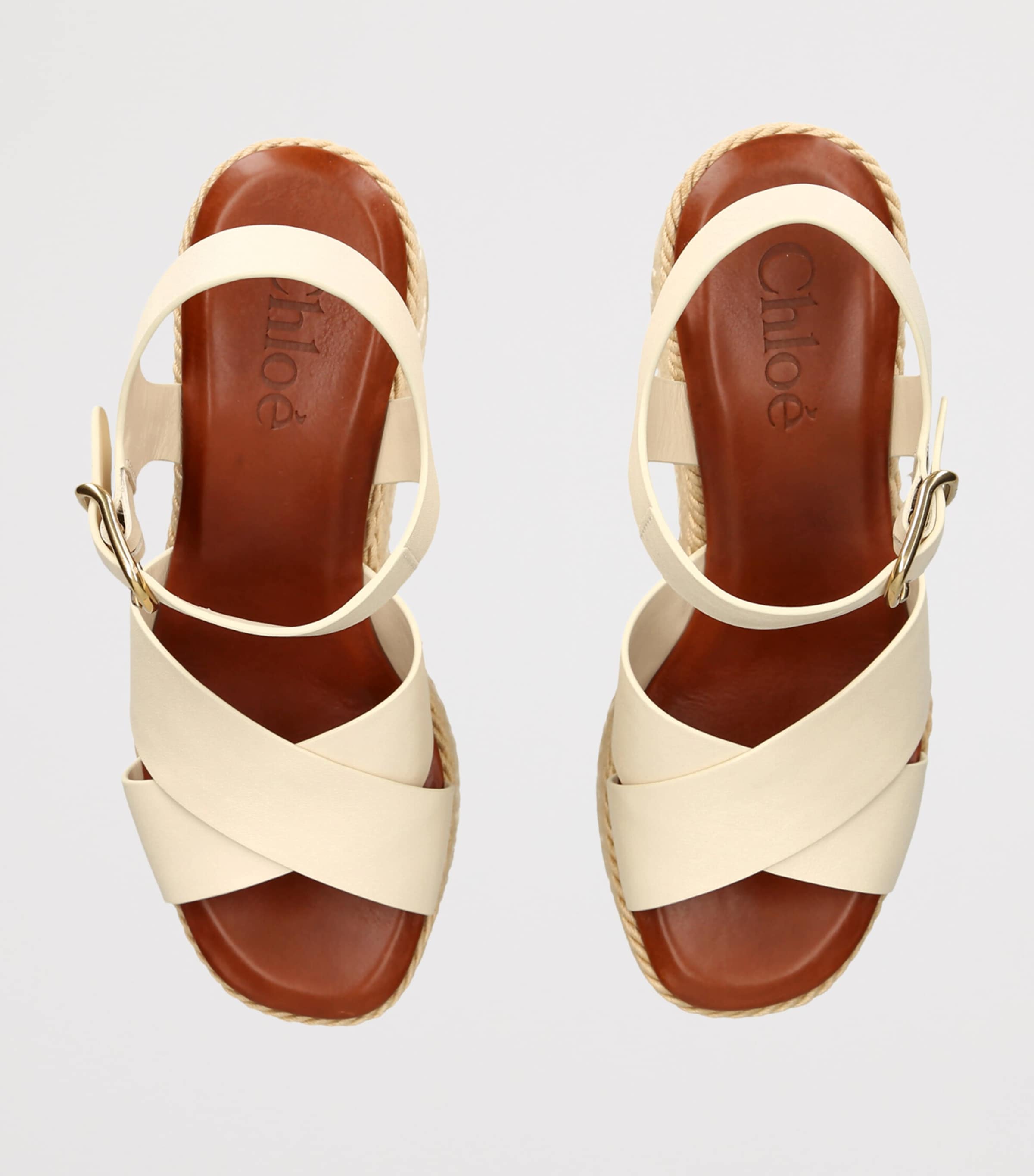 Chloé Leather Sand Wedge Espadrilles 105 White/comb Image 3