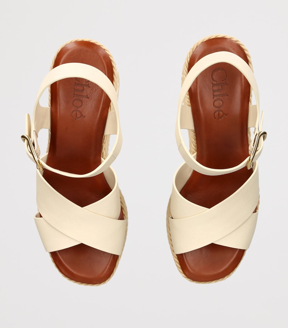 Chloé Leather Sand Wedge Espadrilles 105 White/comb Image 3