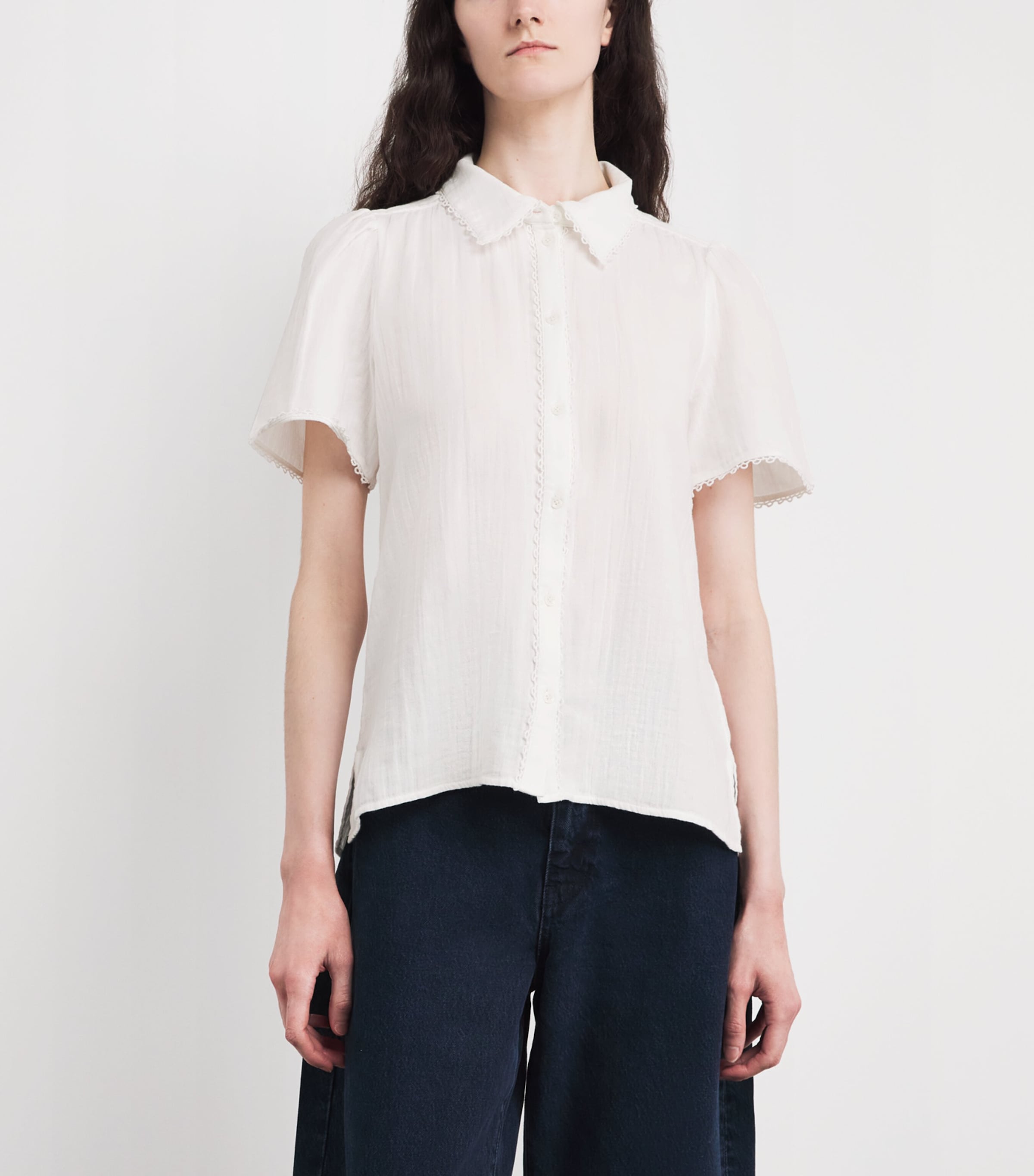 ME+EM Womens Cotton Cheesecloth Blouse White Image 4
