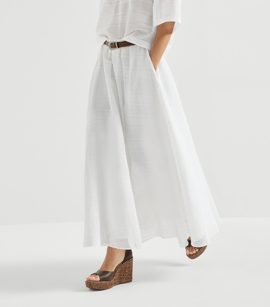 Brunello Cucinelli Womens Cotton Broderie Anglaise Maxi Skirt Image 4