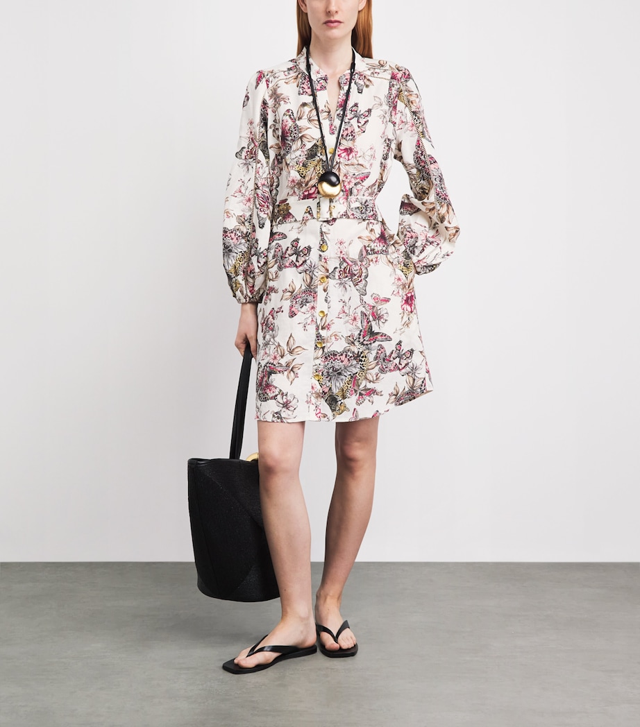 L'Agence Womens Linen-Blend Printed Kiersten Mini Dress Wht Mlti Lrg Btrfly Image 2