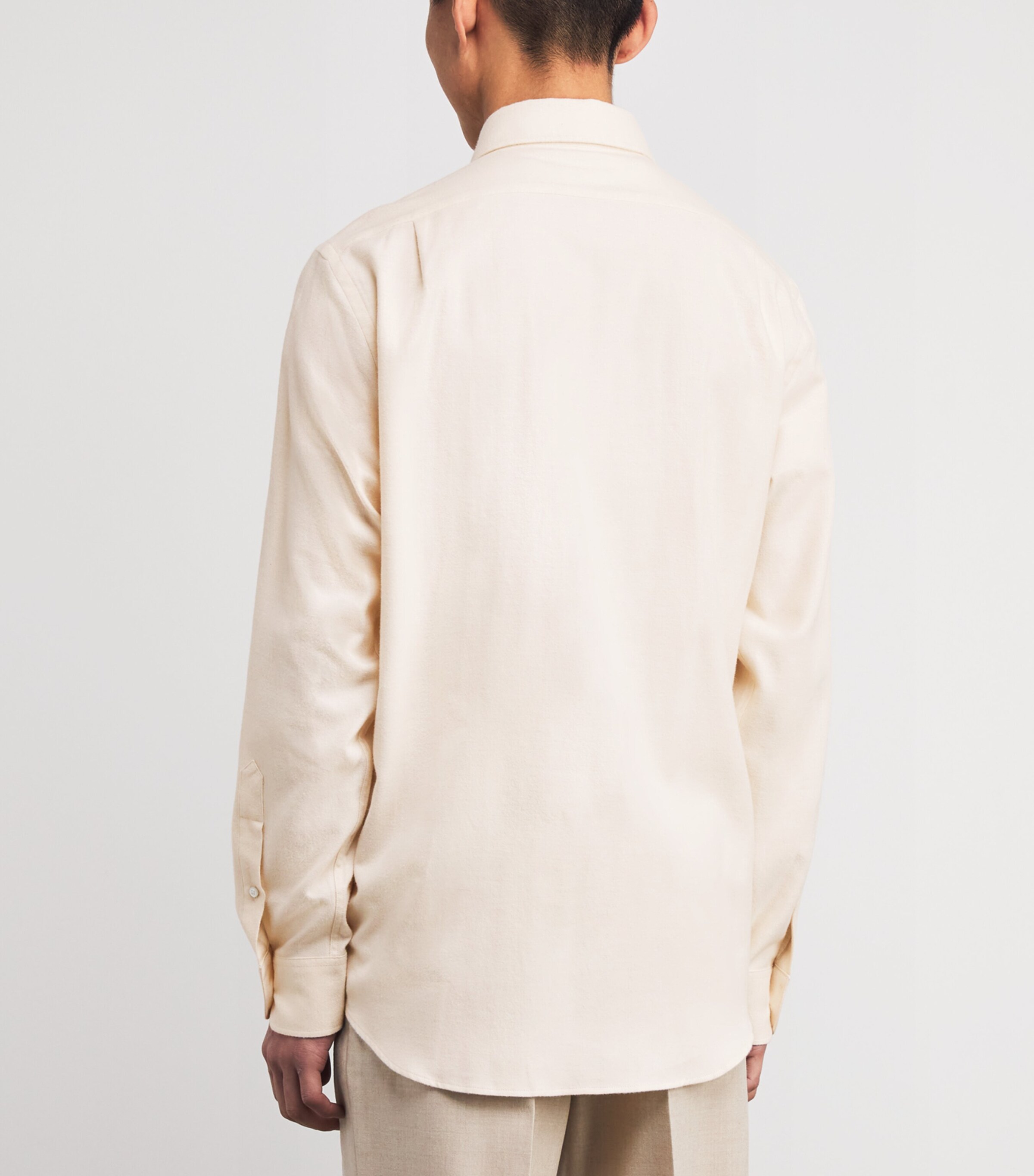 Ralph Lauren Purple Label Mens Cotton Herringbone Shirt Cream Melange Grey Image 4