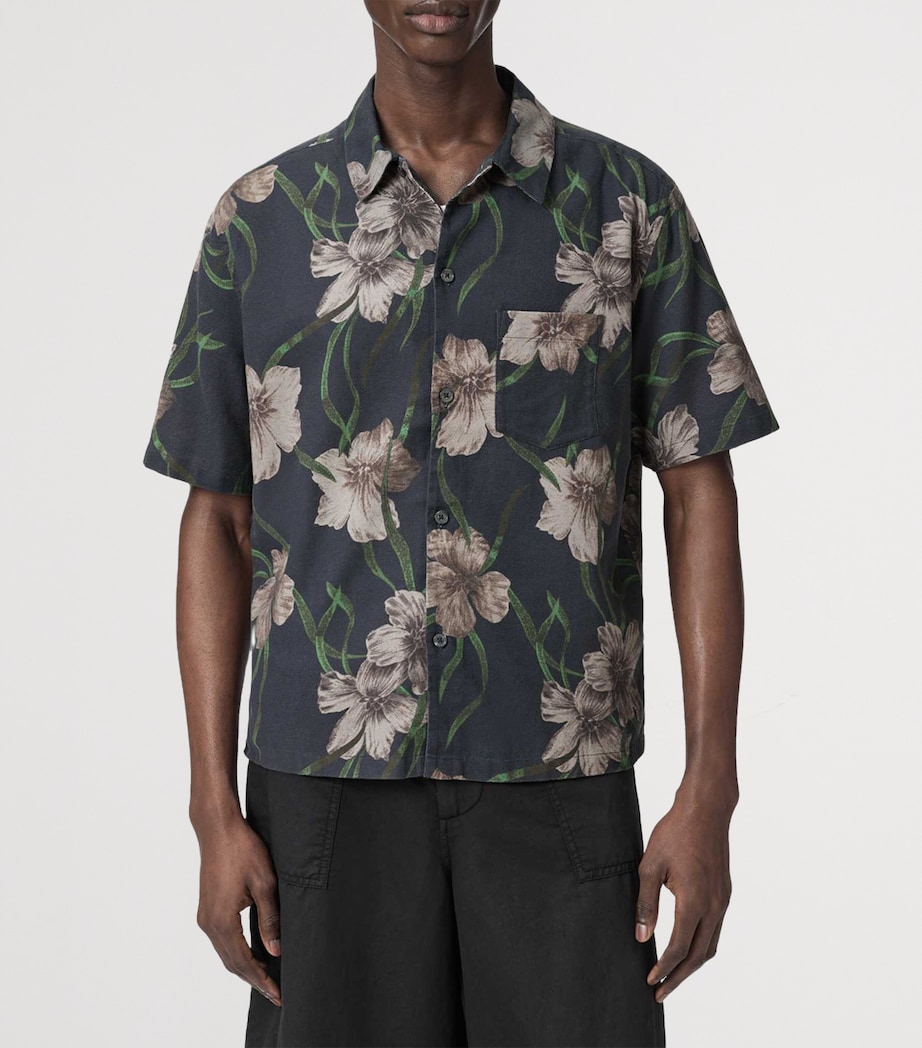 AllSaints Mens Floral Climber Shirt Jet Black Image 3