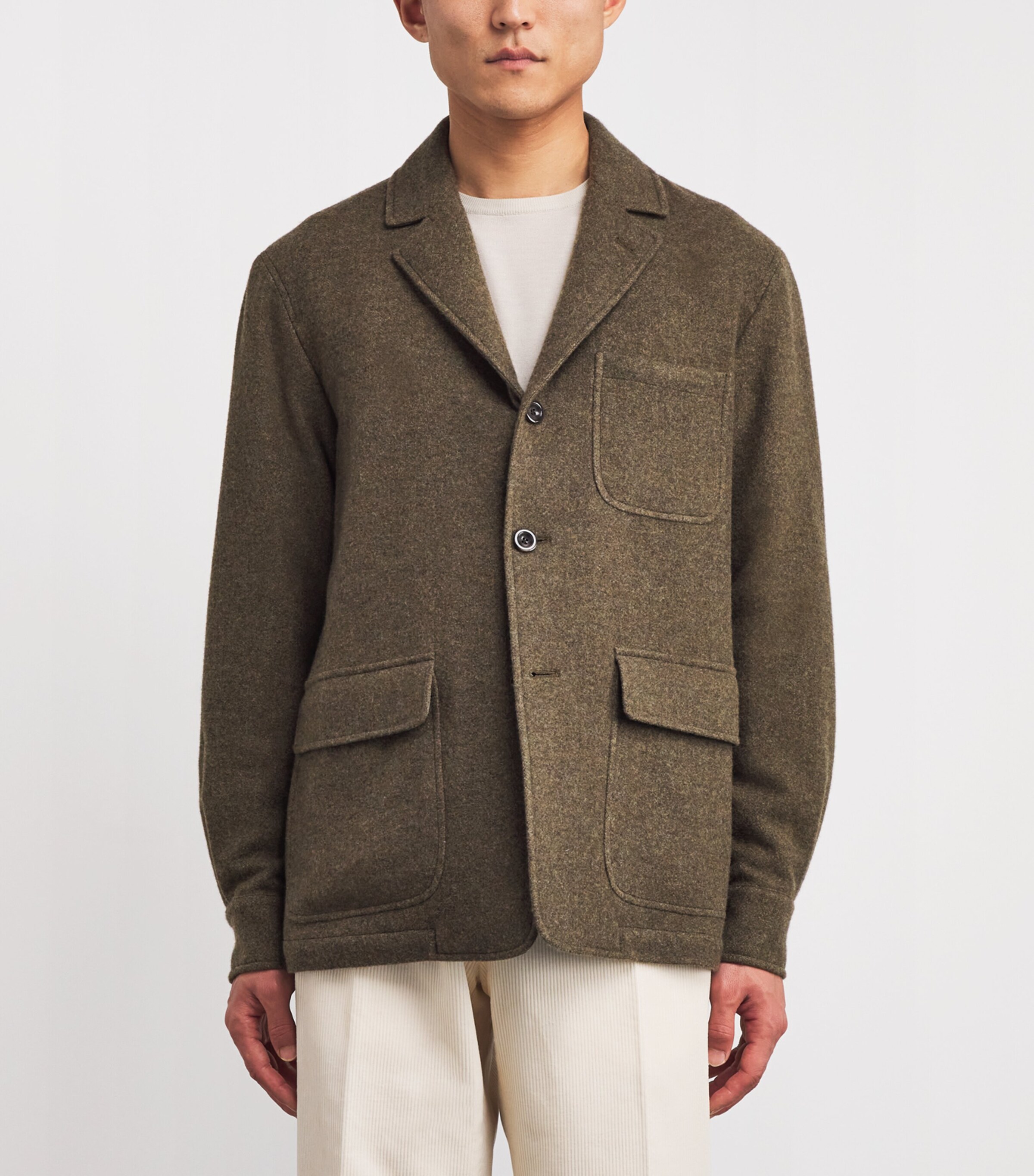 Ralph Lauren Purple Label Mens Cashmere-Wool Brushed Twill Blazer Inverness Loden Image 3