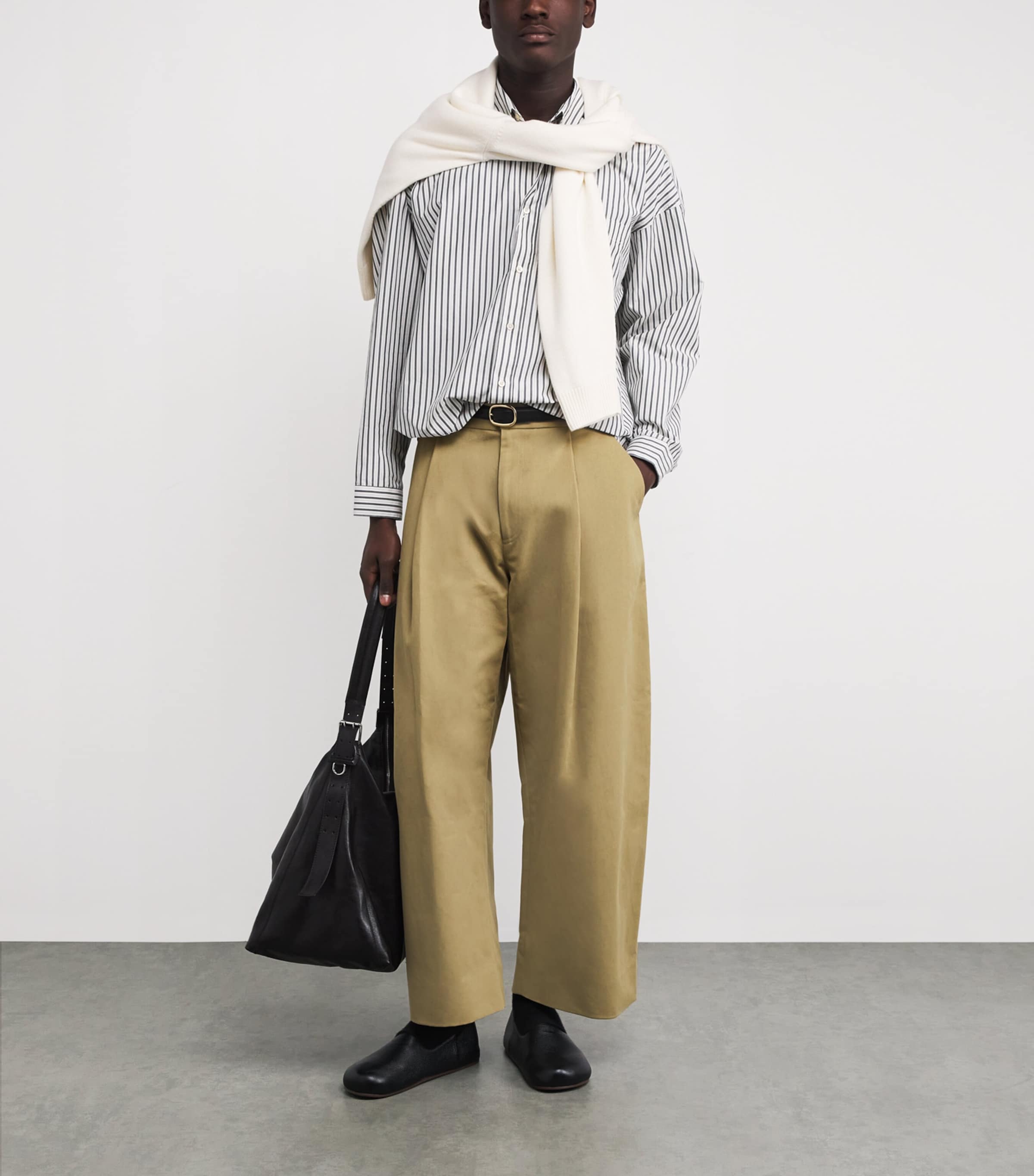 Cotton Pleated Sorte Trousers TAN Image 2
