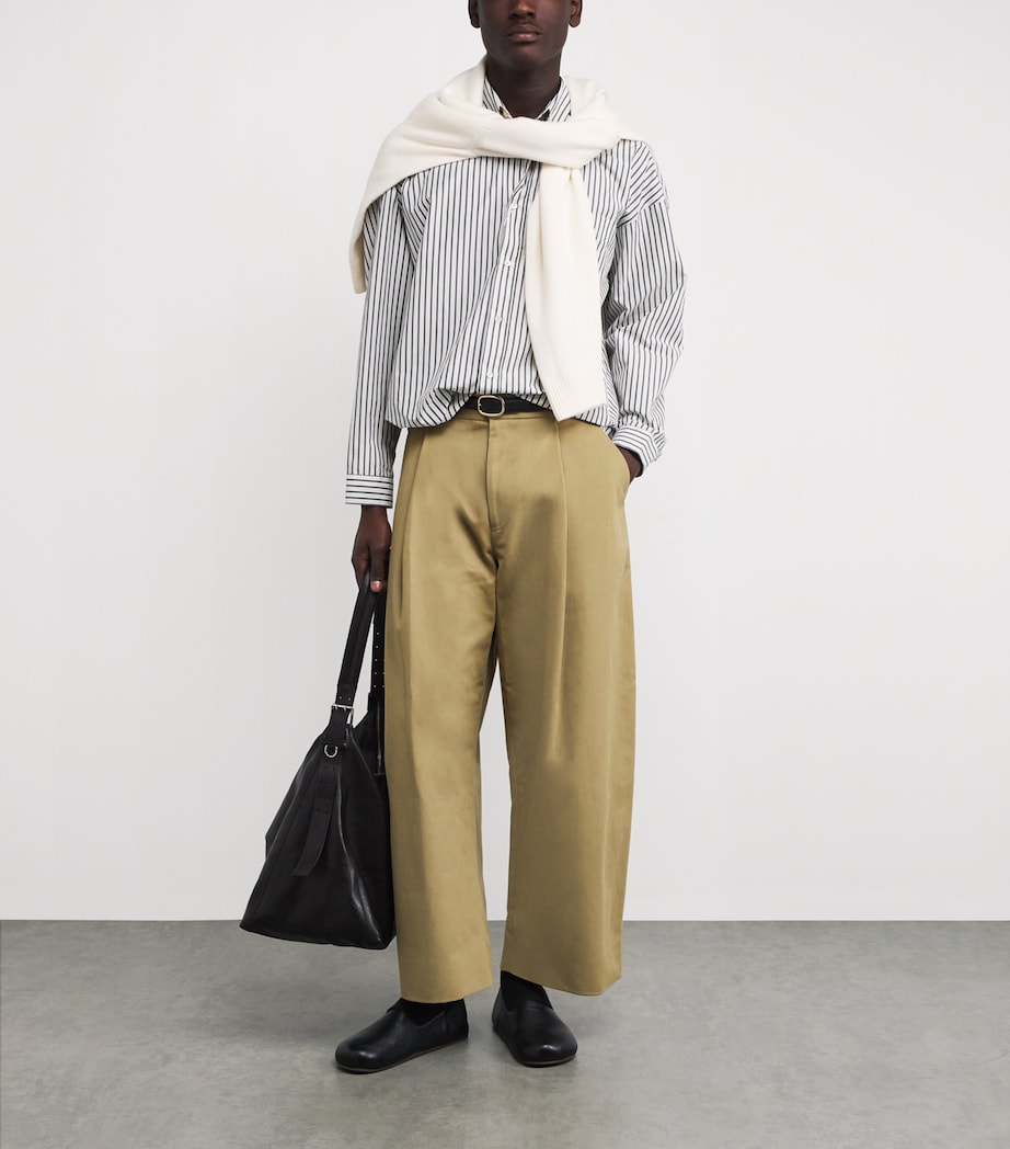 Cotton Pleated Sorte Trousers TAN Image 2