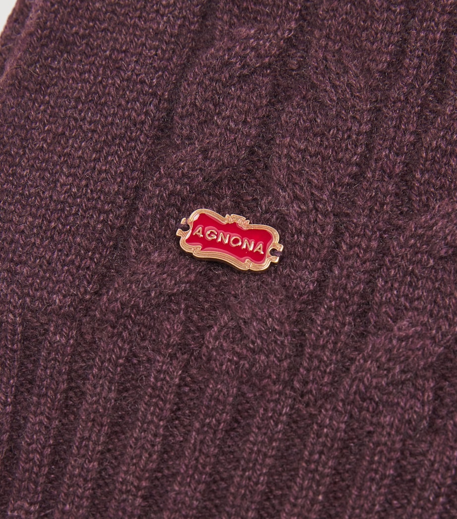 Agnona Womens Cashmere Balaclava Burgundy Image 2