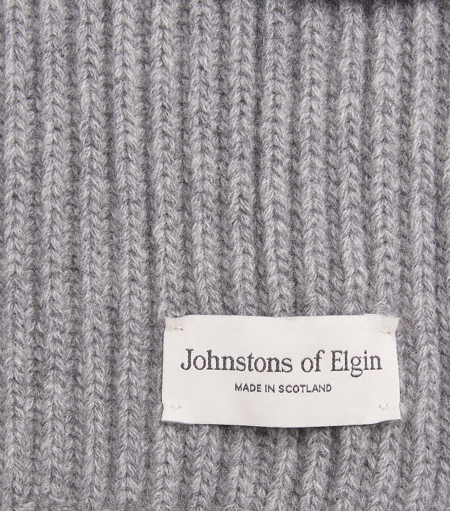 Johnstons Of Elgin Cashmere Lovat Ribbed Scarf Storm Grey Image 4