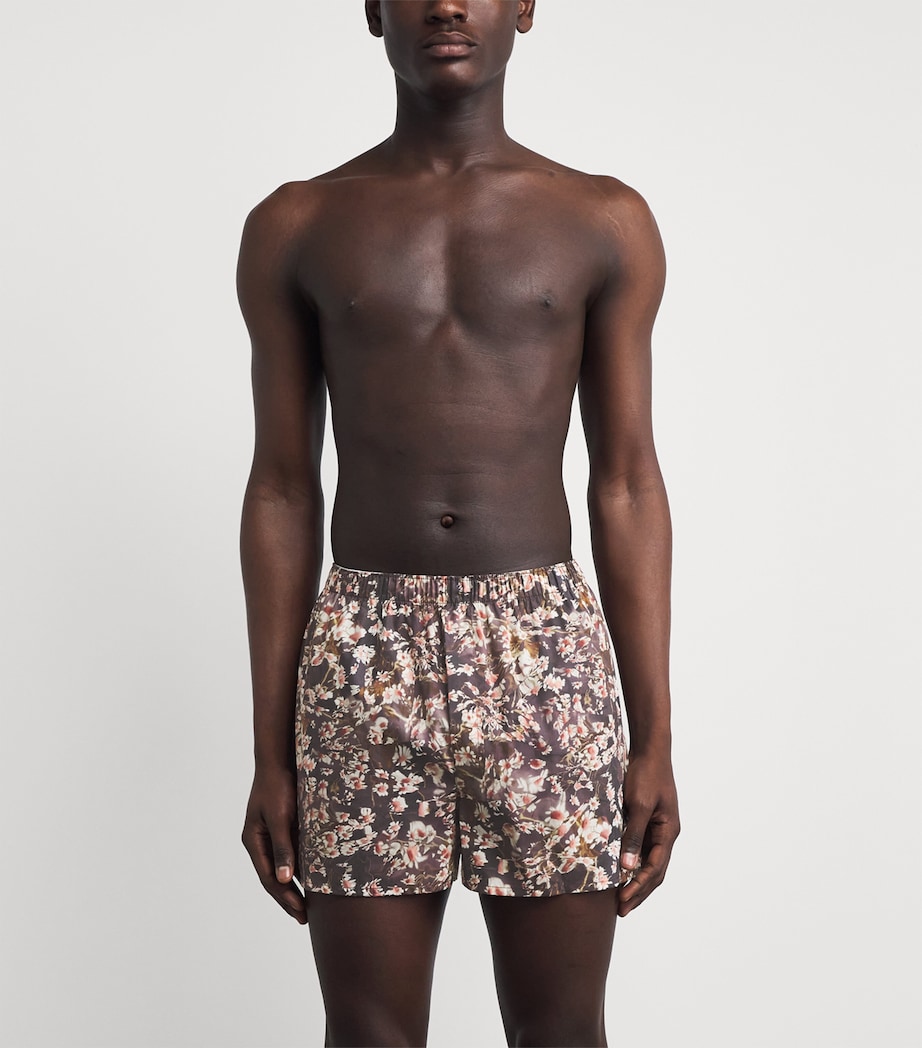 Sunspel Mens Cotton Printed Boxer Shorts Brhb Dark Brown Image 2