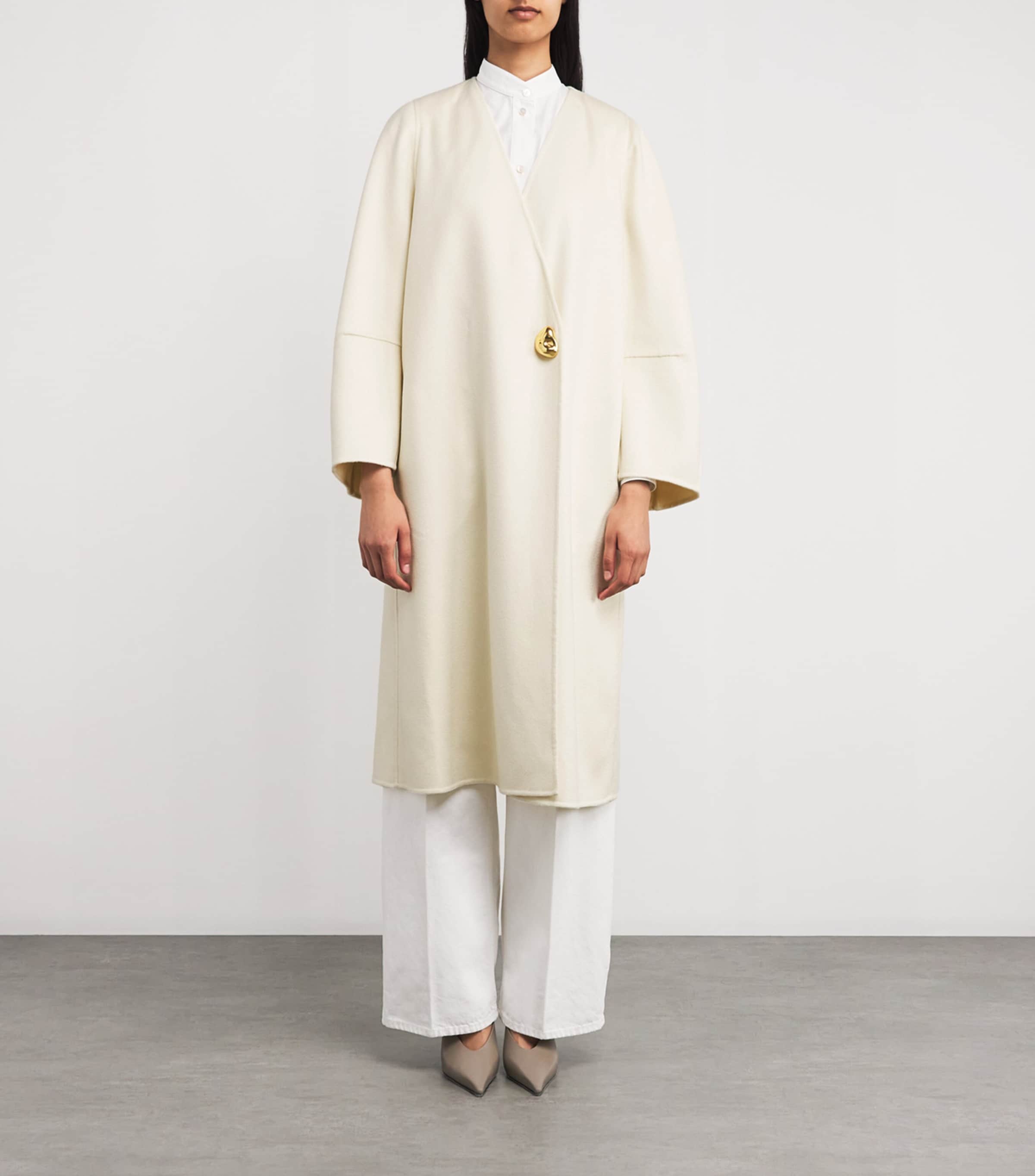 Cashmere Wrap Coat VR1 WHITE Image 3
