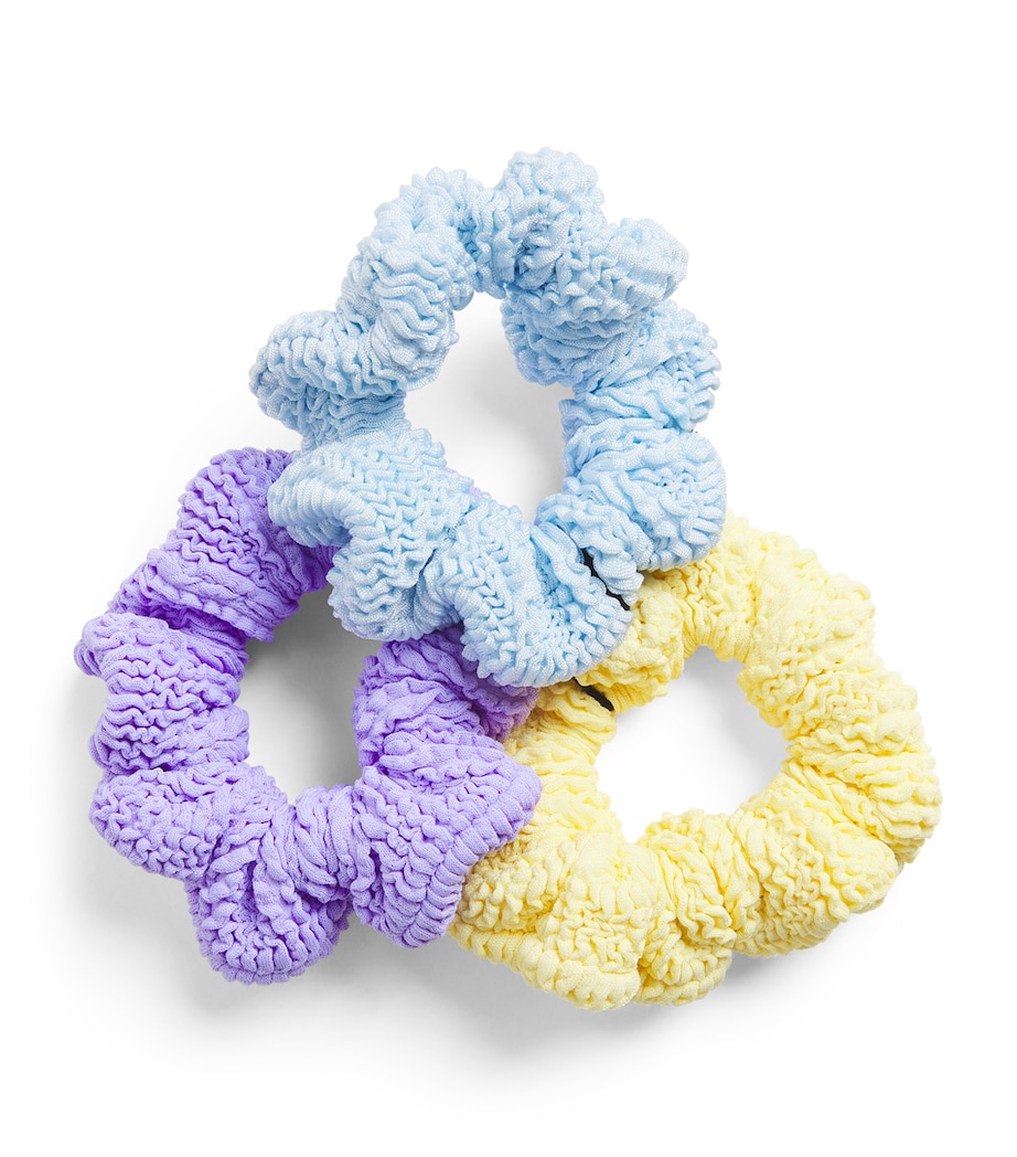 Hunza G Kids Crinkle Scrunchies (Set of 3) Mtlic Blu/bttr/lilac Image 1