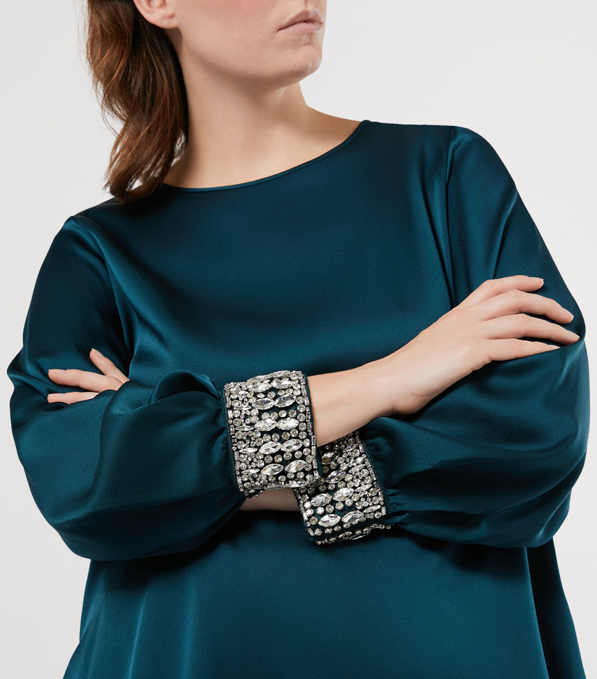 Satin Embellished Liguria Blouse EMERALD Image 5