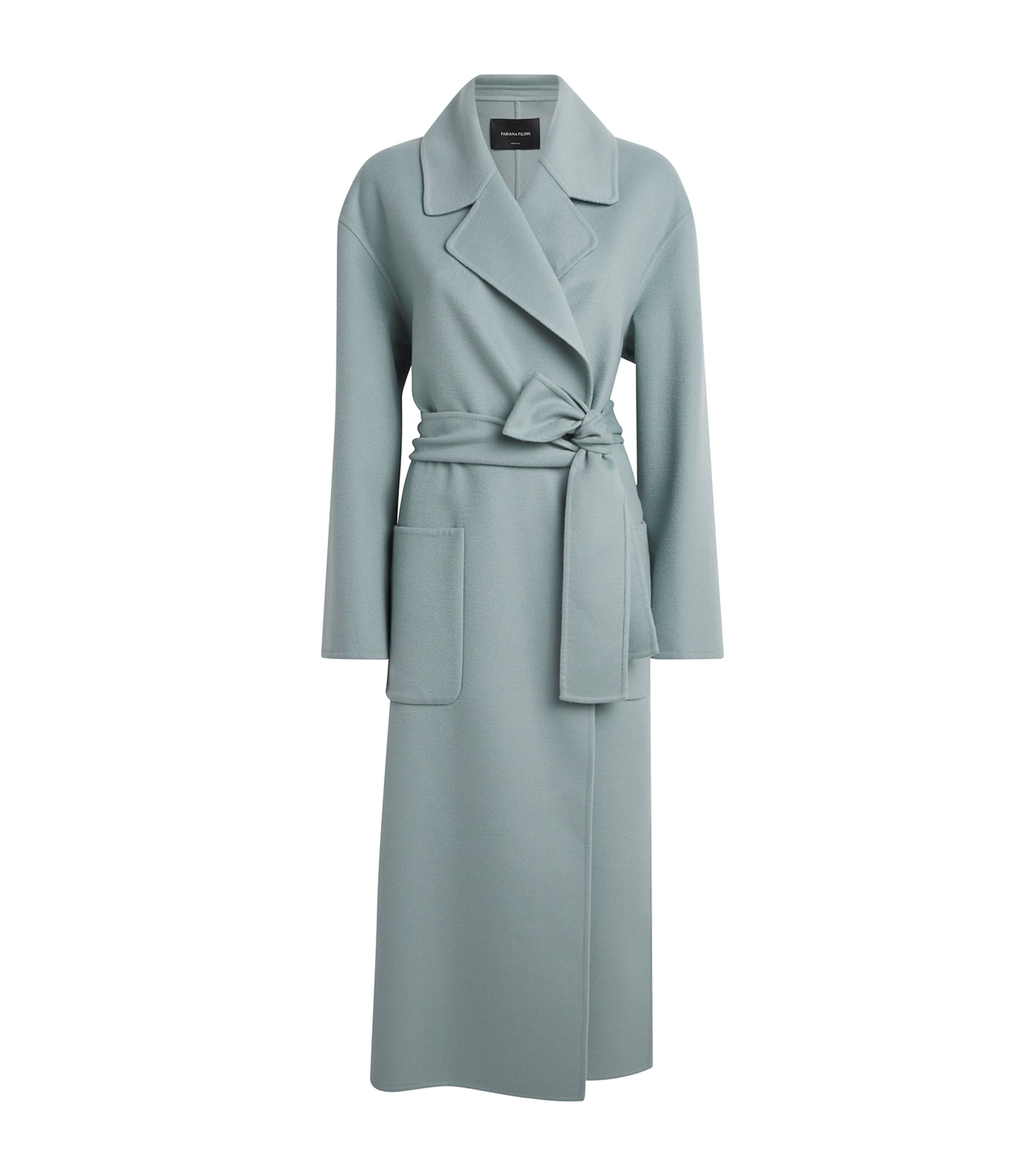 Fabiana Filippi Womens Wool Embellished Belted Coat Verde Image 1