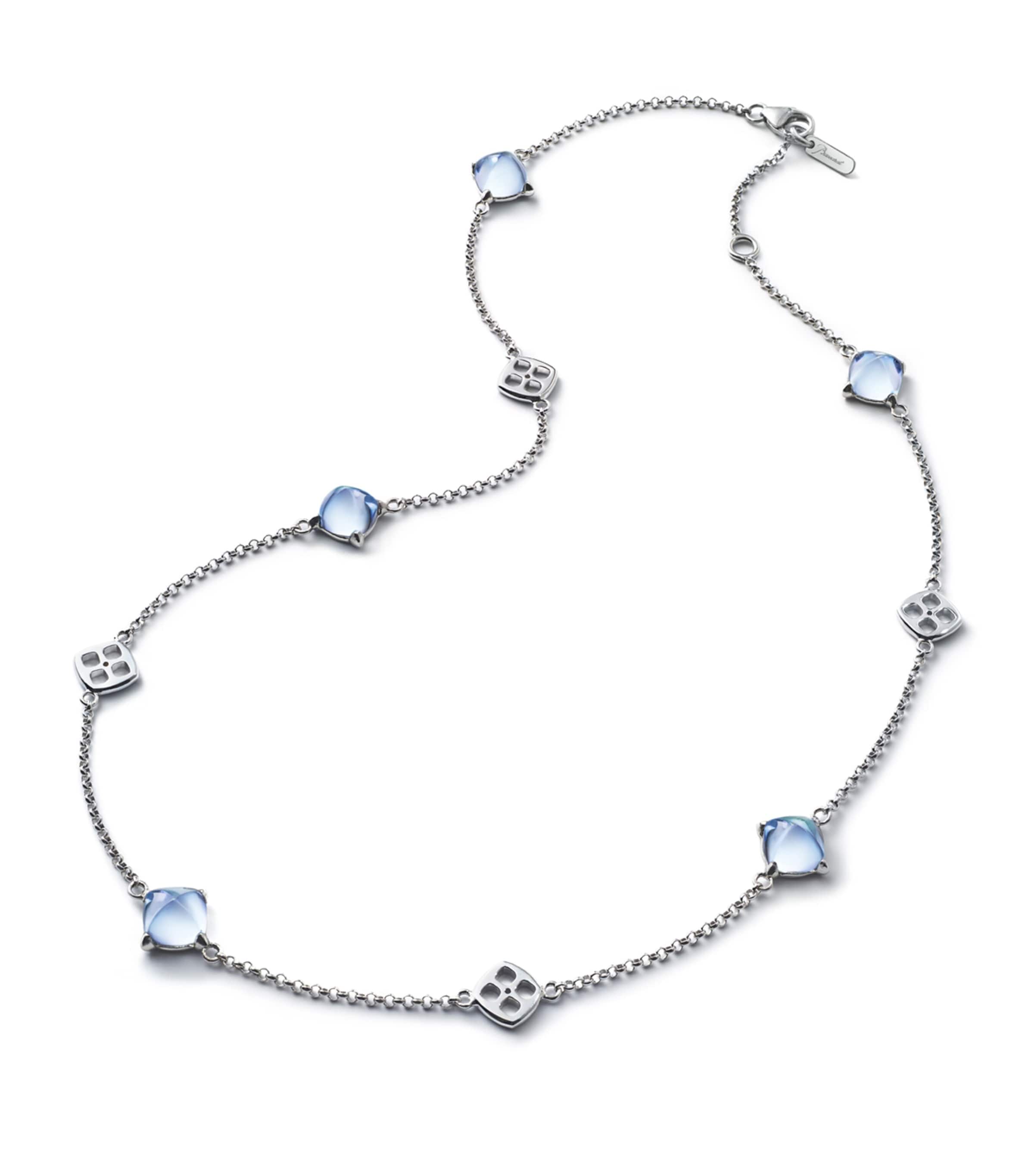 Baccarat Sterling Silver and Crystal Médicis Aqua Necklace Image 1