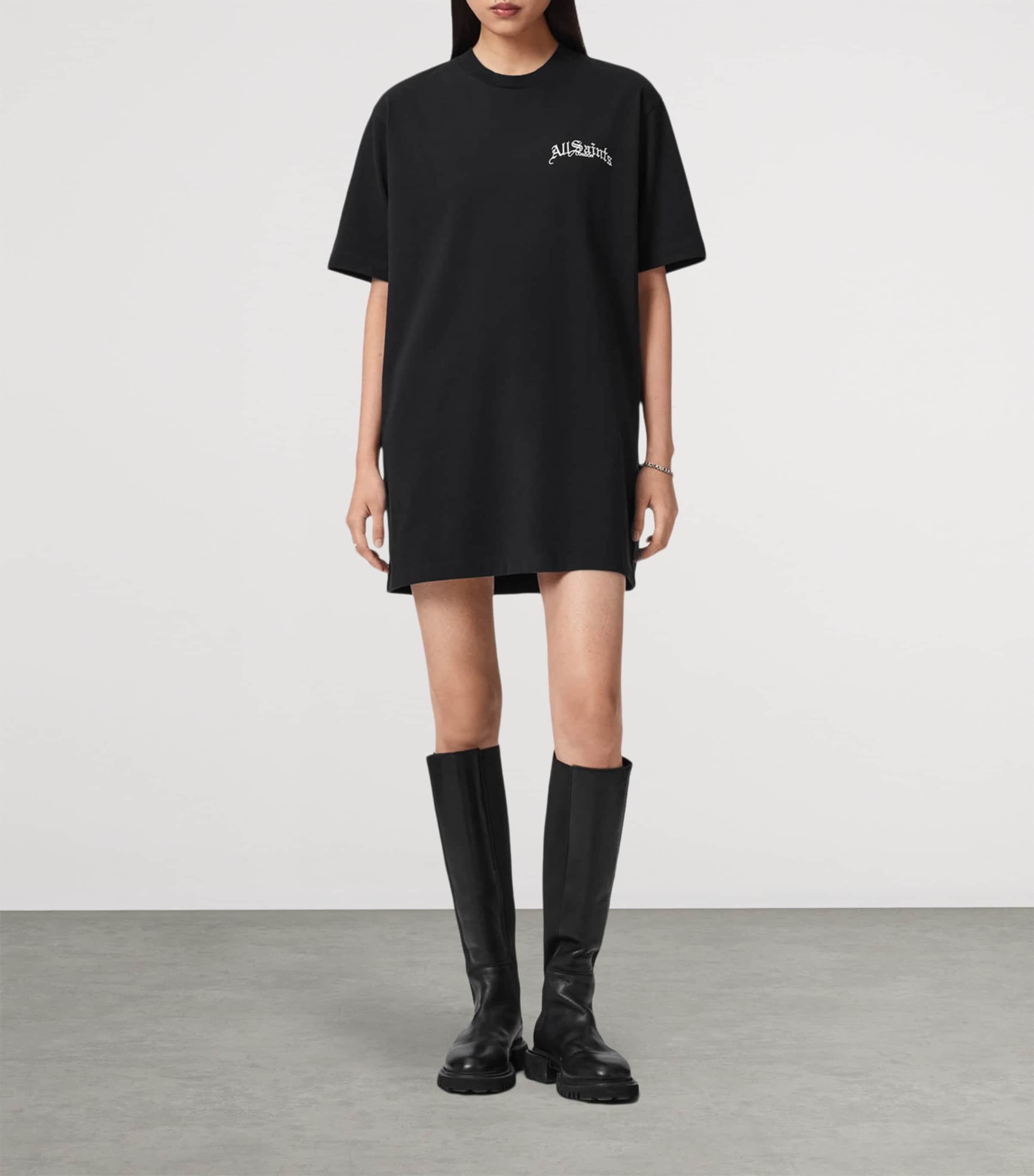 AllSaints Womens Organic Cotton Lisa Mini Dress Washed Black Image 2