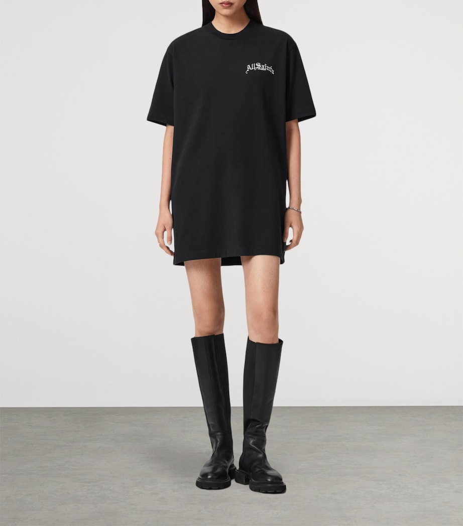 AllSaints Womens Organic Cotton Lisa Mini Dress Washed Black Image 2