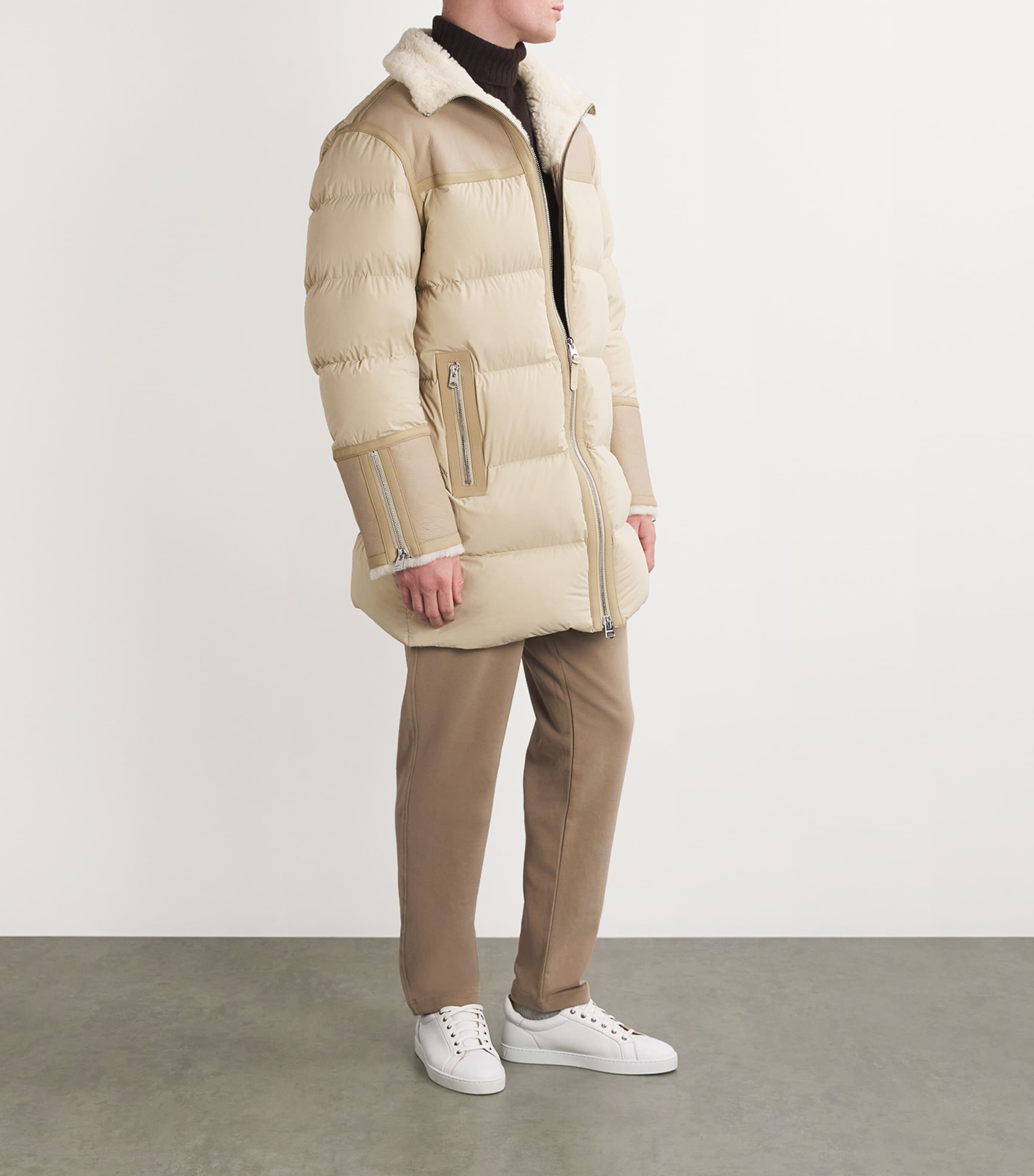 Down Leather-Trim Parka TRENCH NATURAL Image 2