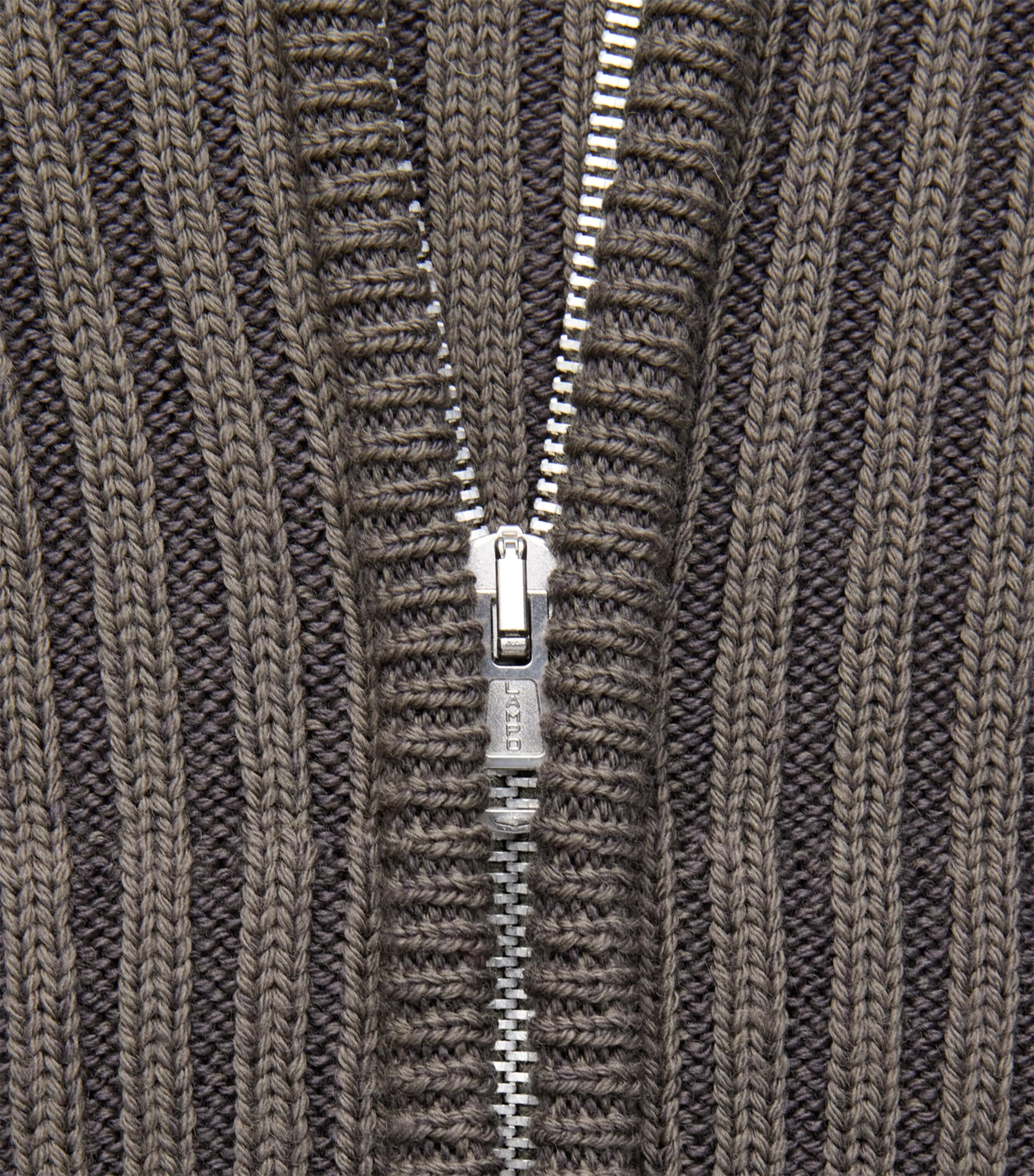 Our Legacy Mens Merino Wool Zip-Up Cardigan Sage Strp Drymrno Wl Image 6