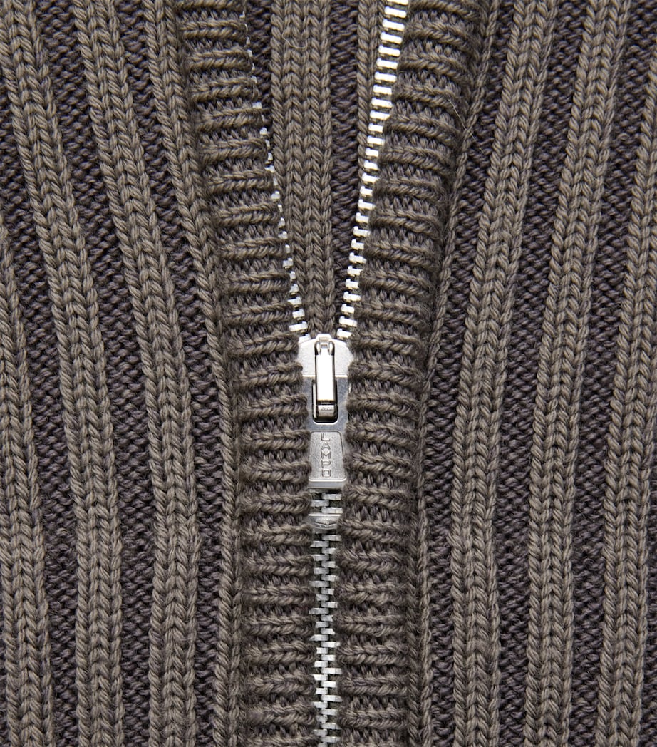 Our Legacy Mens Merino Wool Zip-Up Cardigan Sage Strp Drymrno Wl Image 6
