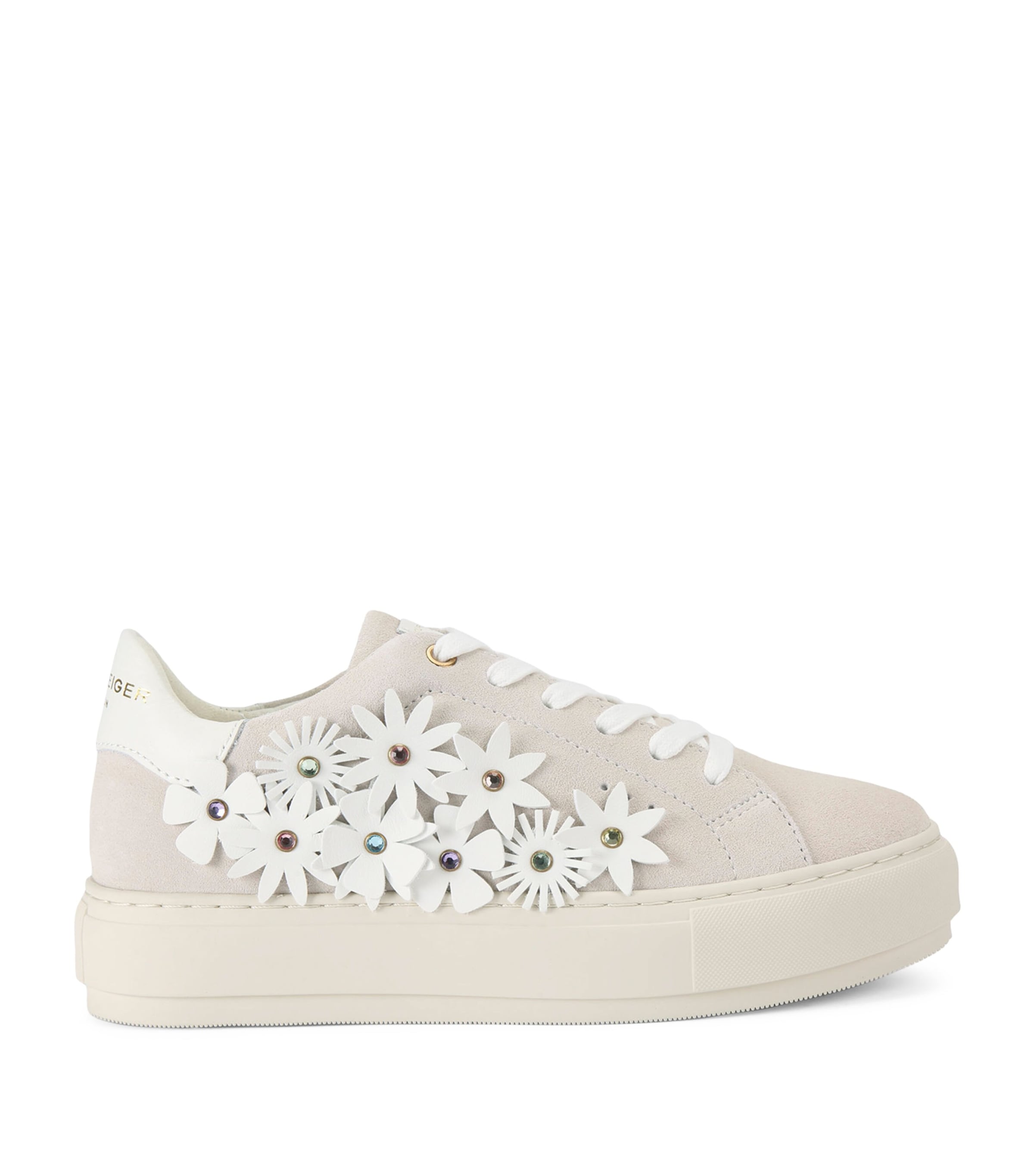 Kurt Geiger London Suede Flower-Embellished Laney Sneakers Bone/comb Image 1