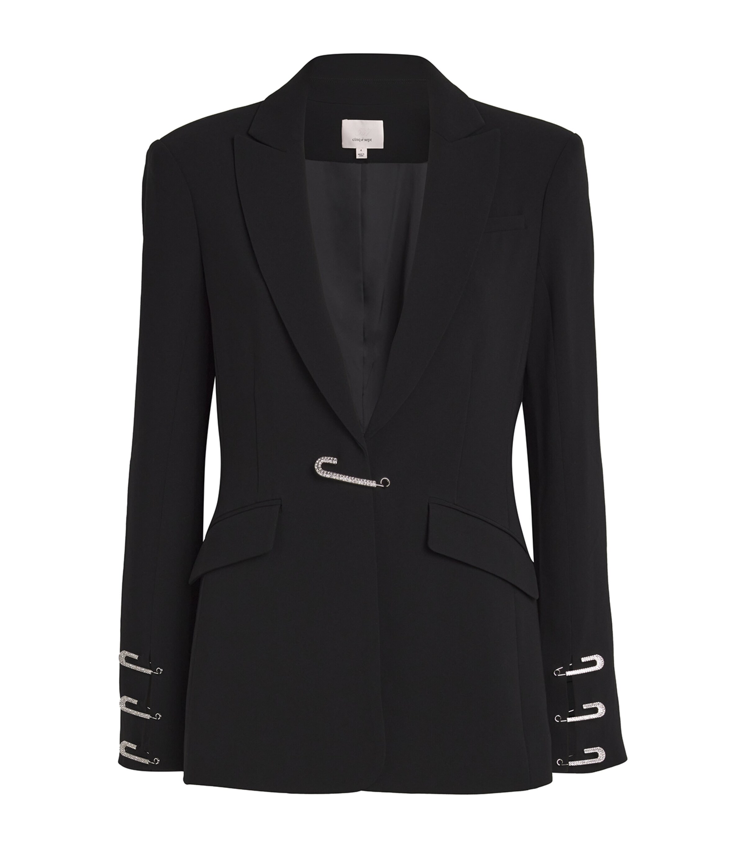 Cinq A Sept Womens Rhinestone-Embellished Cheyenne Blazer Black Image 1