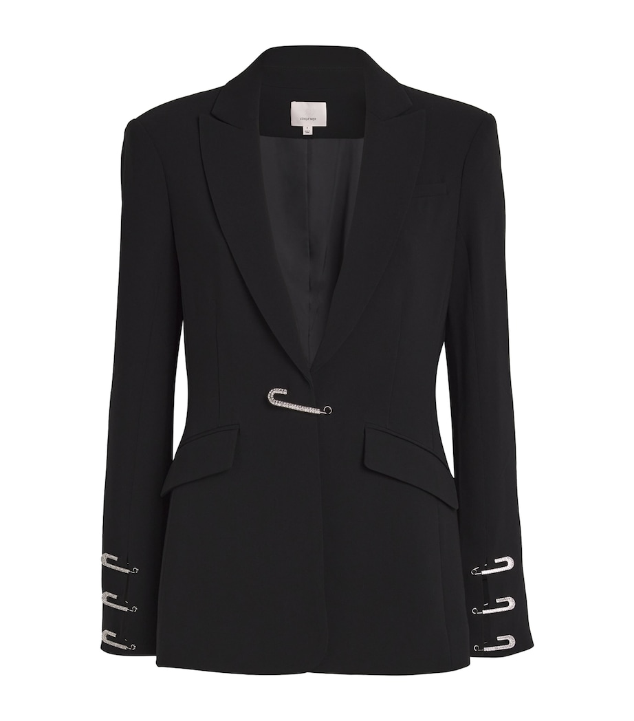 Cinq A Sept Womens Rhinestone-Embellished Cheyenne Blazer Black Image 1