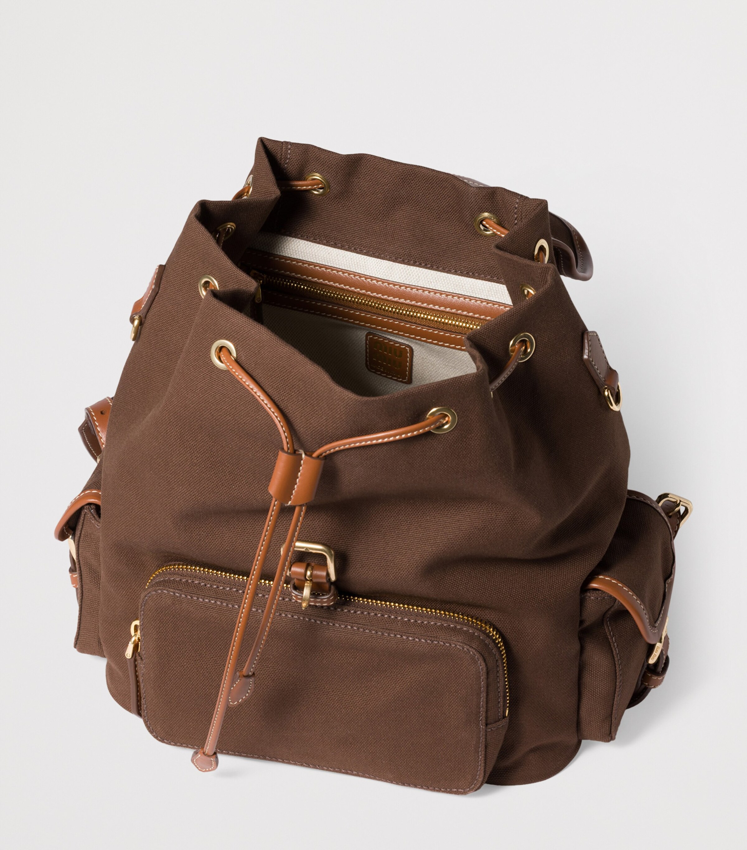 Canvas-Leather Backpack F04KB Image 6