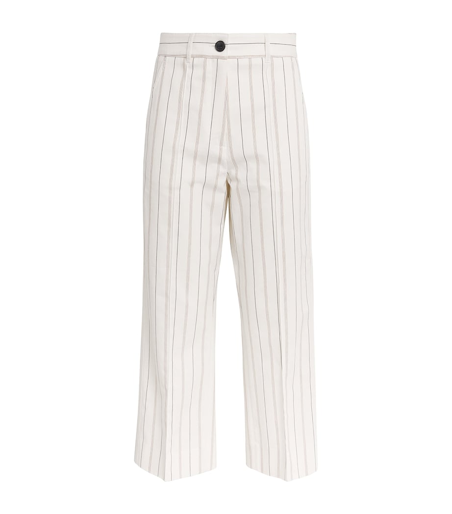 ME+EM Womens Organic Cotton Stripe Cropped Trousers Multi Stripe Image 1