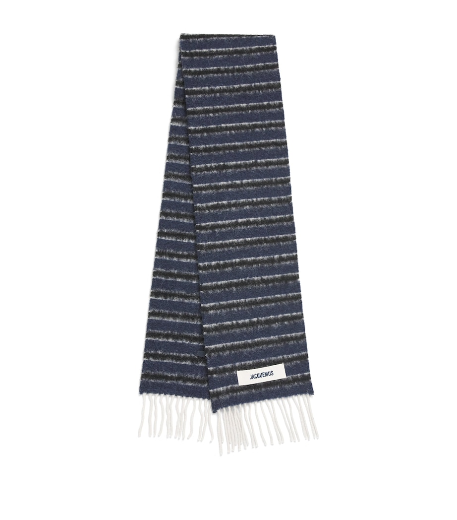 Alpaca-Wool-Blend Stripe Scarf 3ER-BLUE/GREY STRPS Image 1