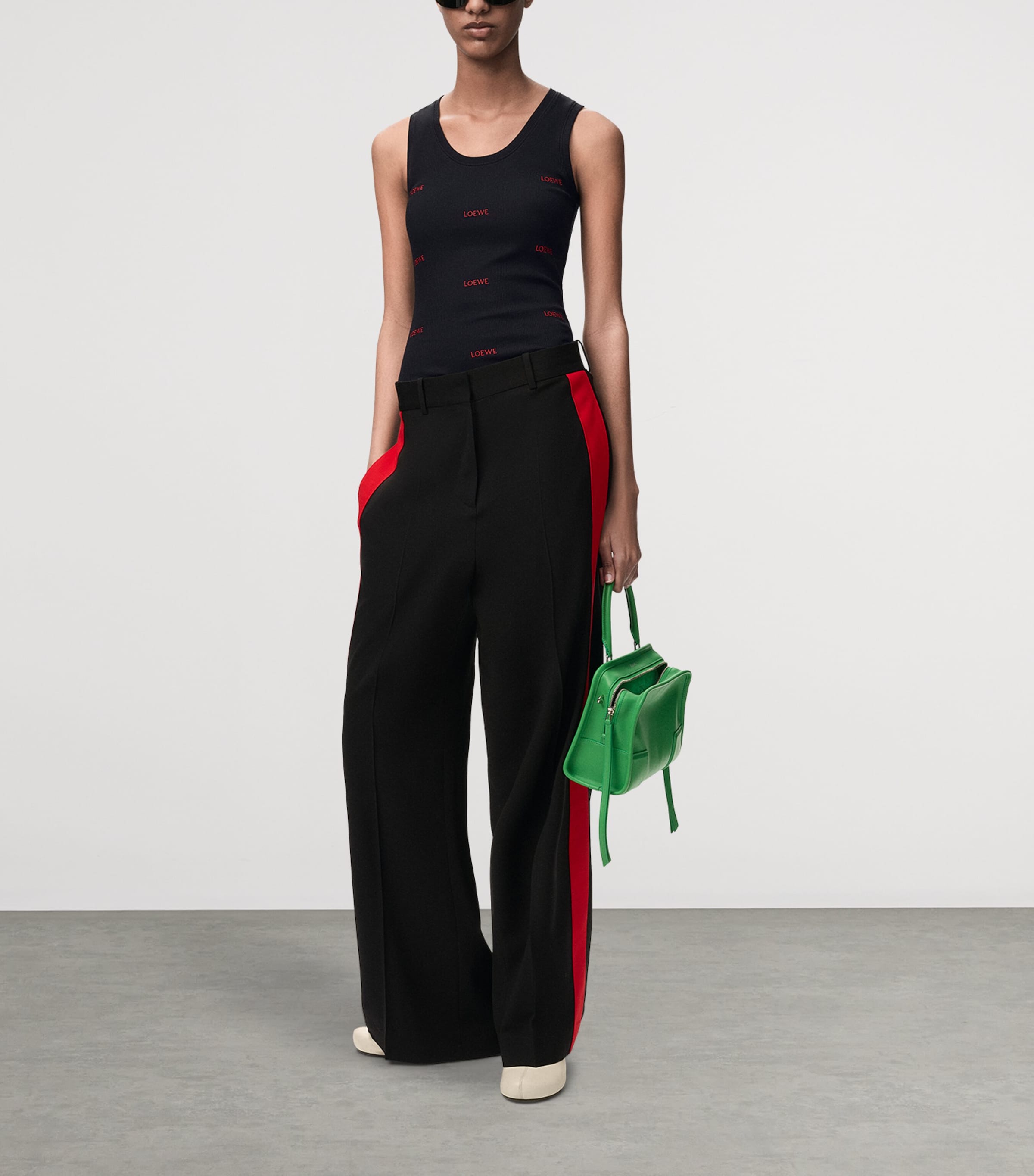 LOEWE Womens Embroidered Logo Tank Top Black Image 2