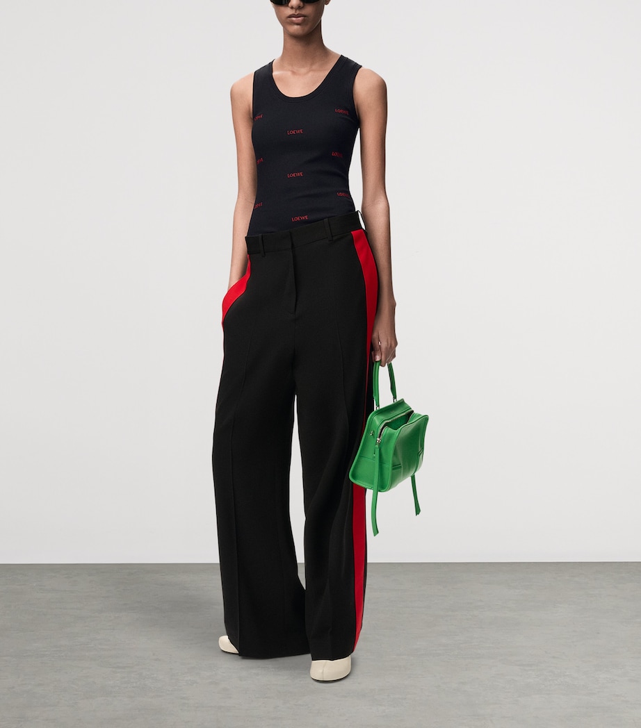 LOEWE Womens Embroidered Logo Tank Top Black Image 2