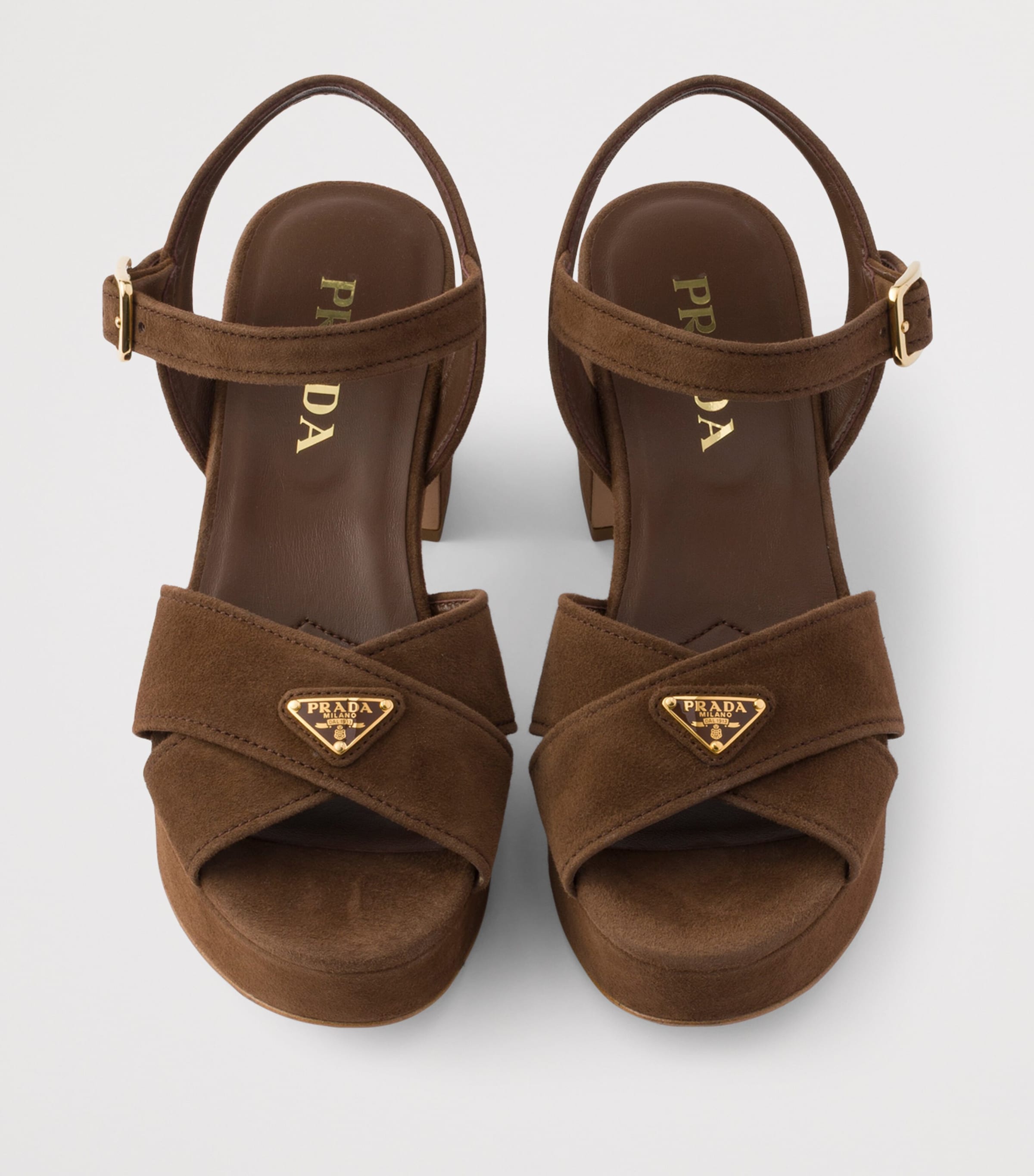 Prada Suede Platform Sandals 65 Brown Image 3