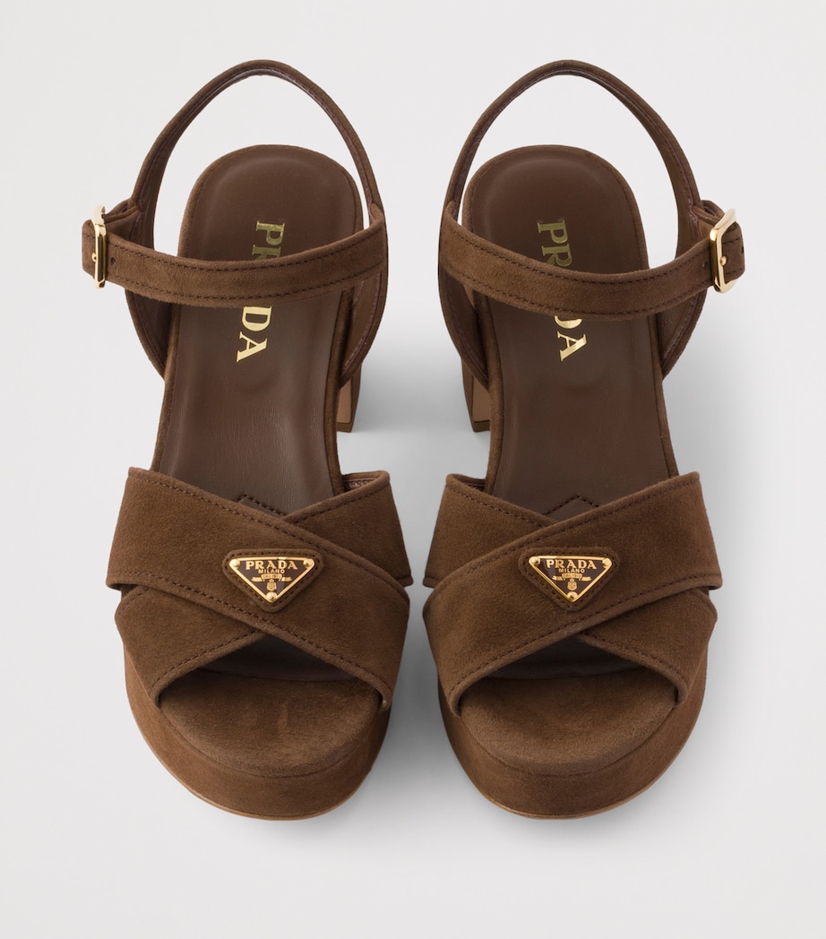 Prada Suede Platform Sandals 65 Brown Image 3