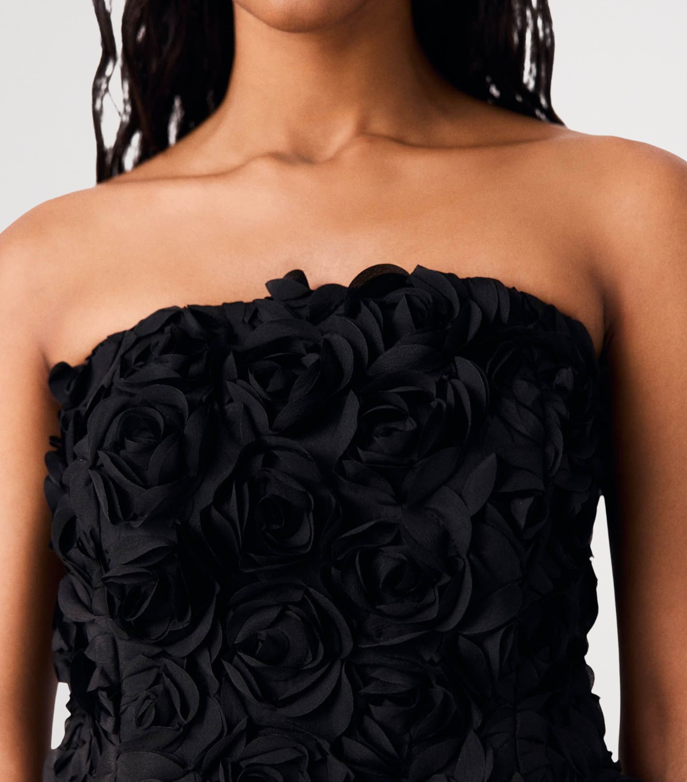 Maje Womens Flower-Embellished Bustier Top Black Image 7