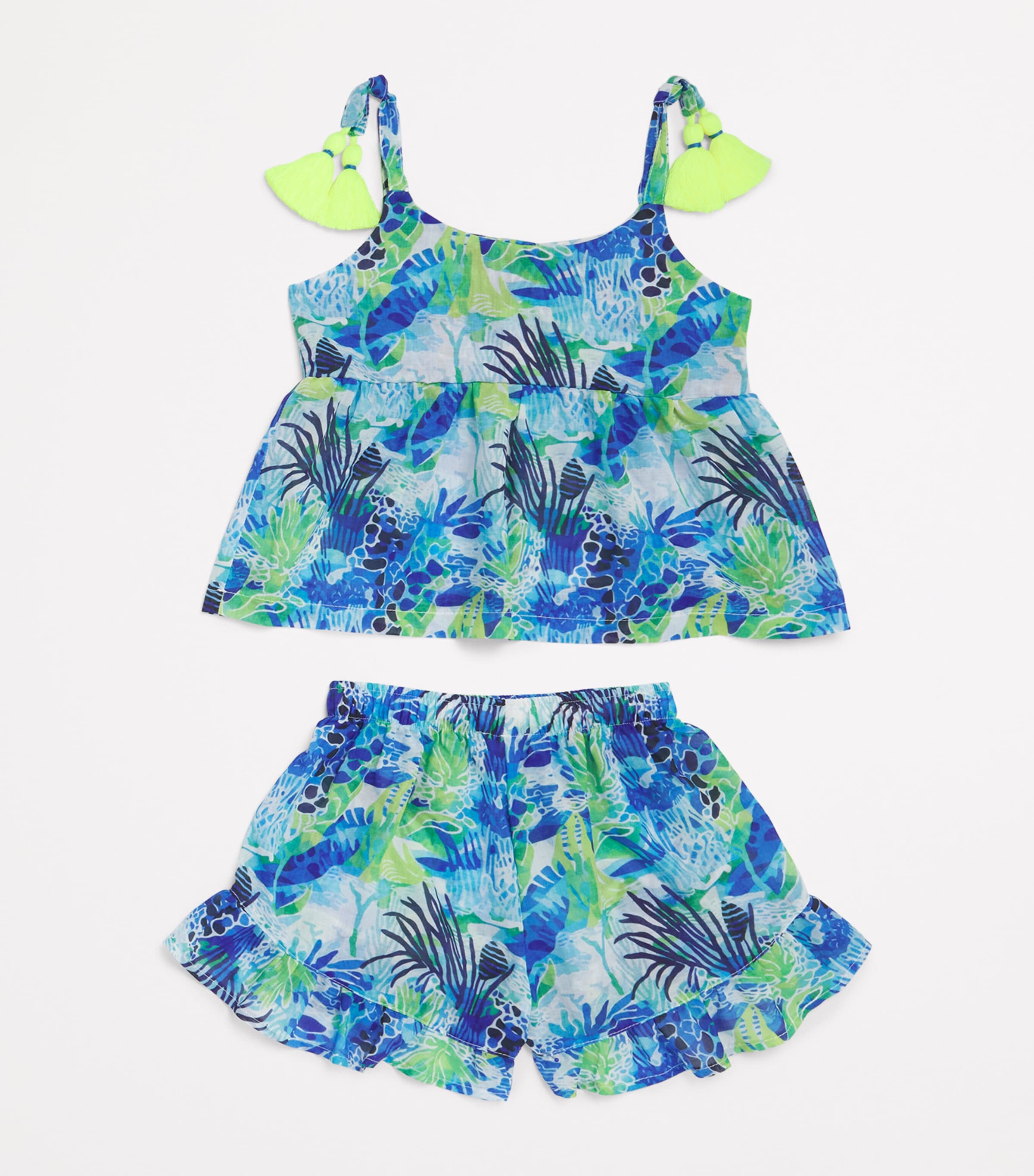 MARIE RAXEVSKY Aquatic Print Top And Shorts Set (2-12 Years) Aquatic Image 2
