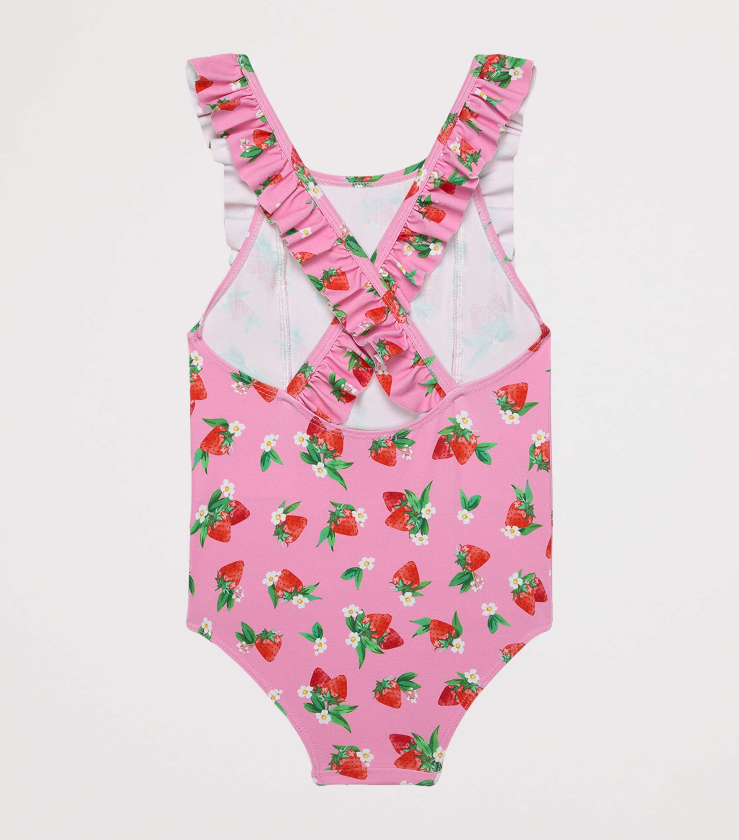 Trotters Ruffle Strawberry Print Swimsuit (2-5 Years) Pink/strawberry Image 2