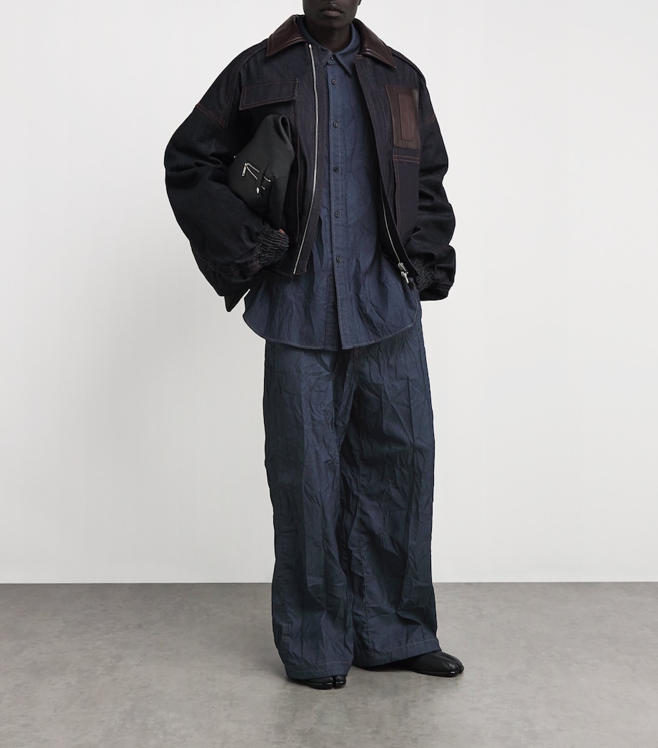 Juun.J Mens Wrinkled Pocket-Detail Oversized Shirt Navy R Image 2