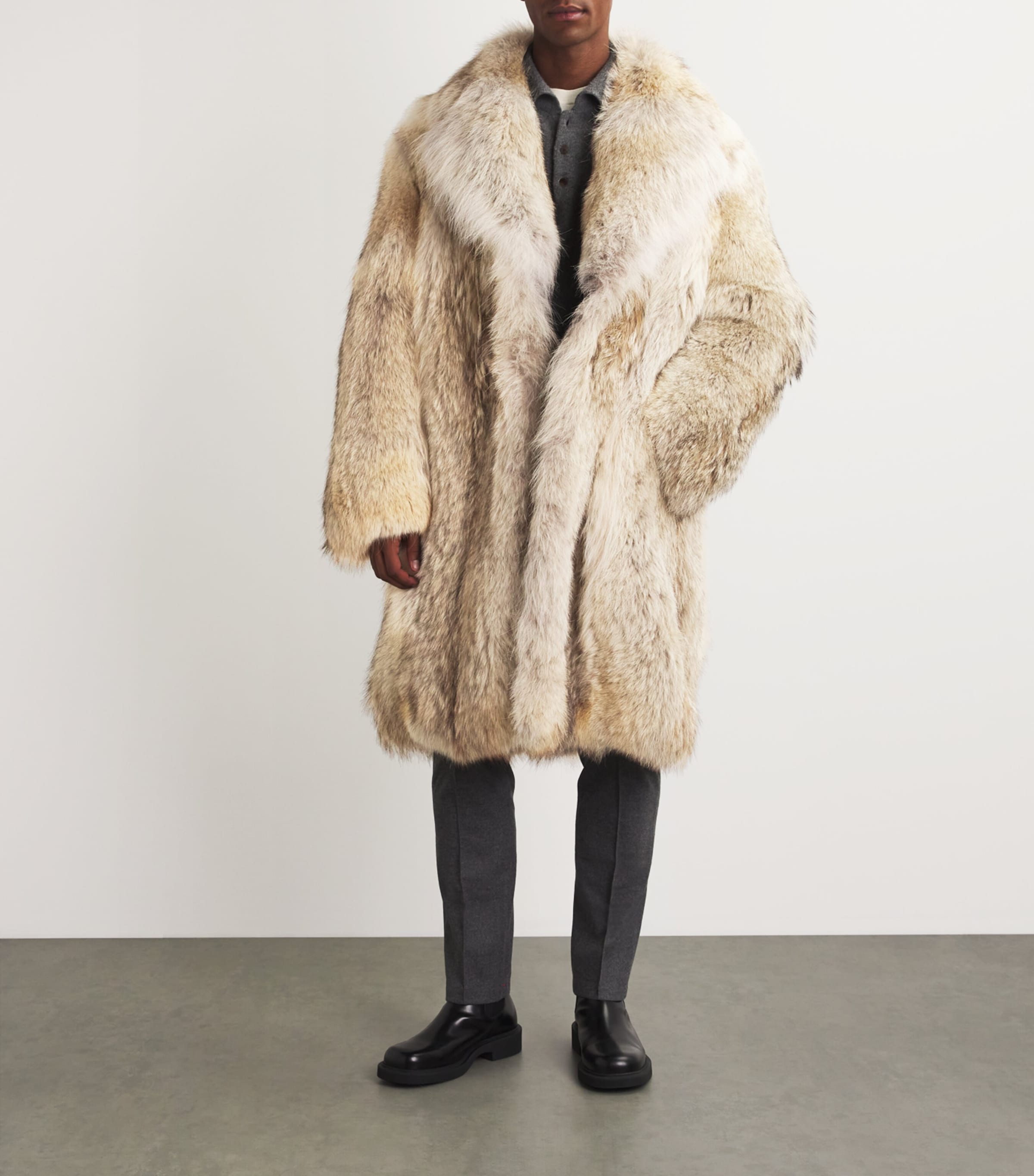 Yves Salomon Coyote Fur Midi Coat Harrods SA