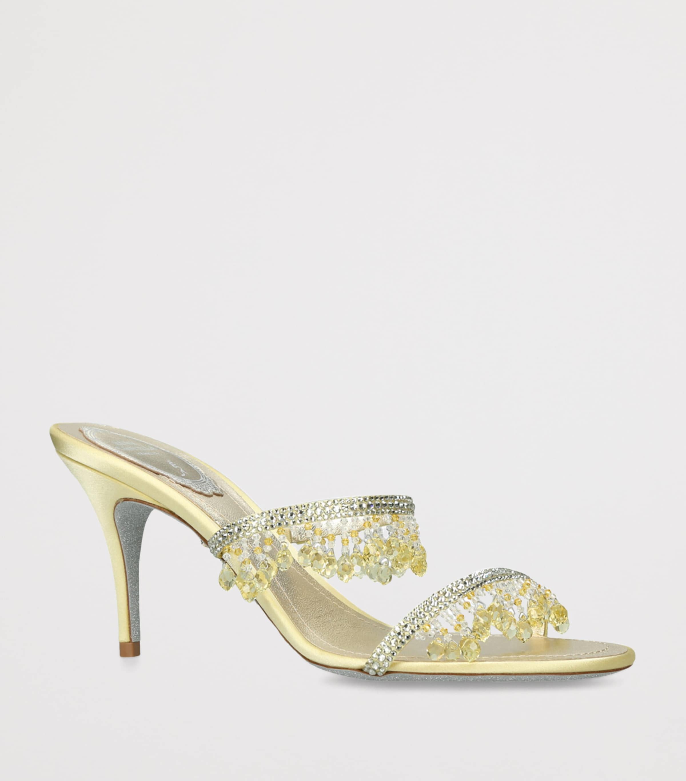 Satin Chandelier Heeled Mules 80 YELLOW Image 3