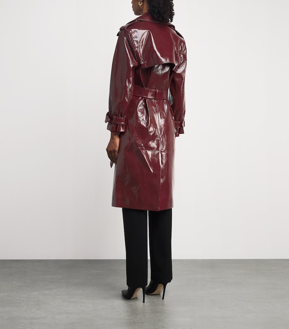 Faux Leather Nevada Trench Coat I606 OXBLOOD Image 4