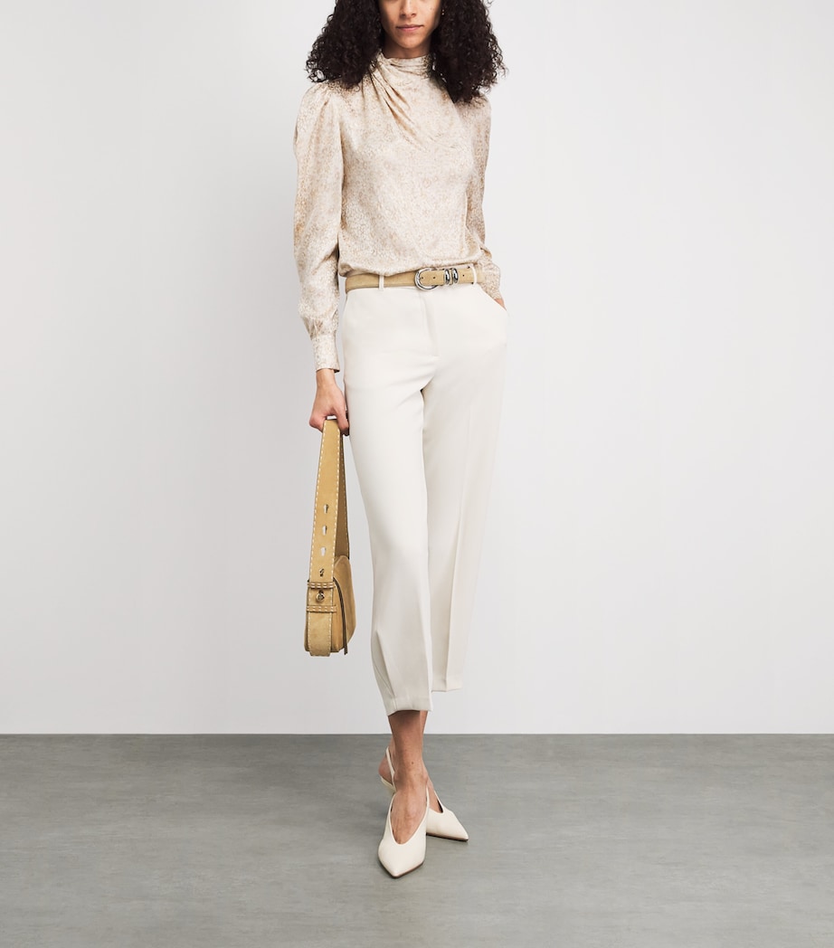 Alessandra Rich Womens Silk Jacquard High-Neck Blouse Cream Image 2