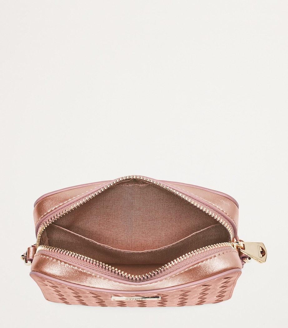 Aspinal Of London Leather Woven Milly Cross-Body Bag Blushpink Metallic Image 4