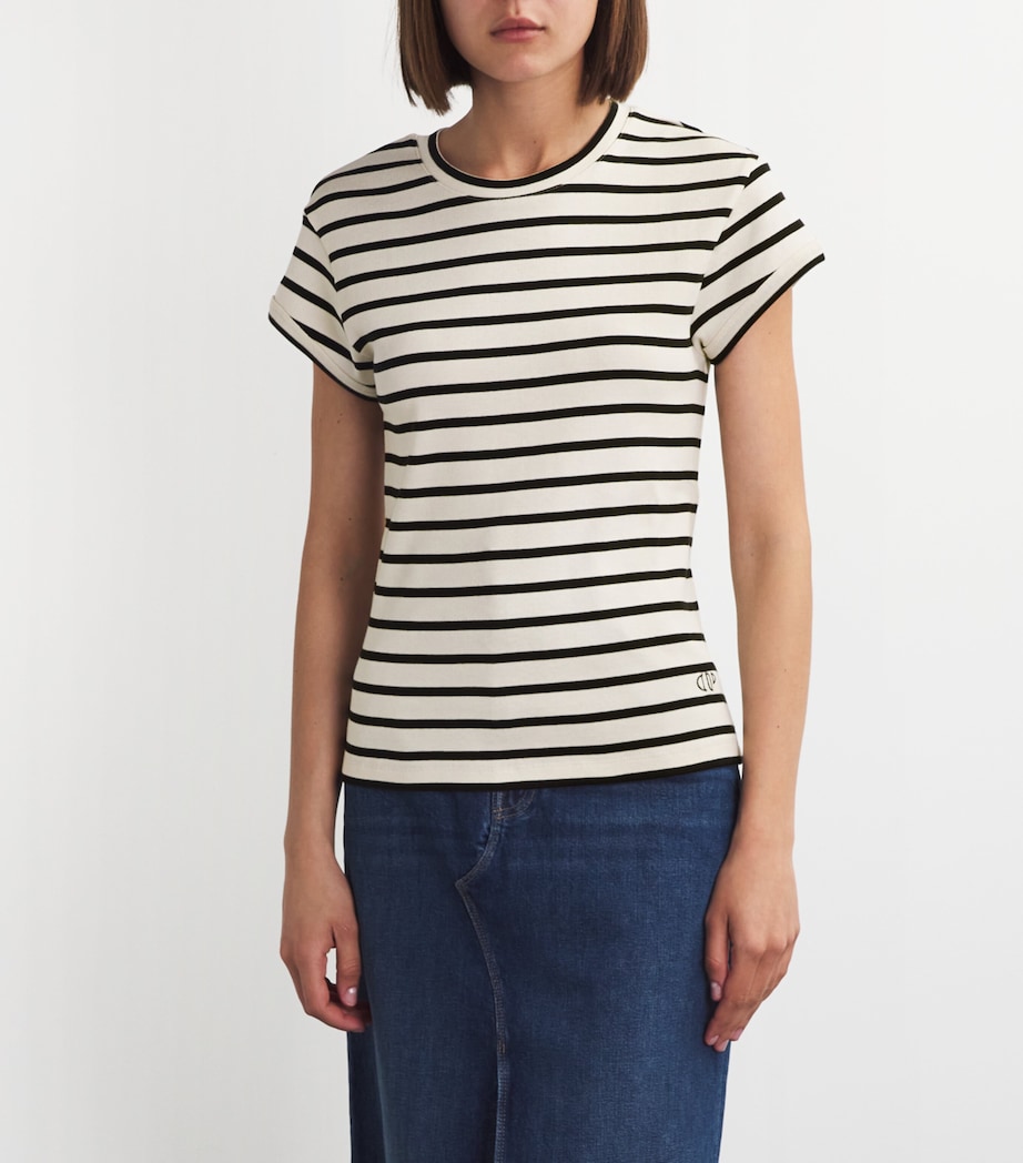 Cotton Striped T-Shirt DUAL-COLOR Image 3