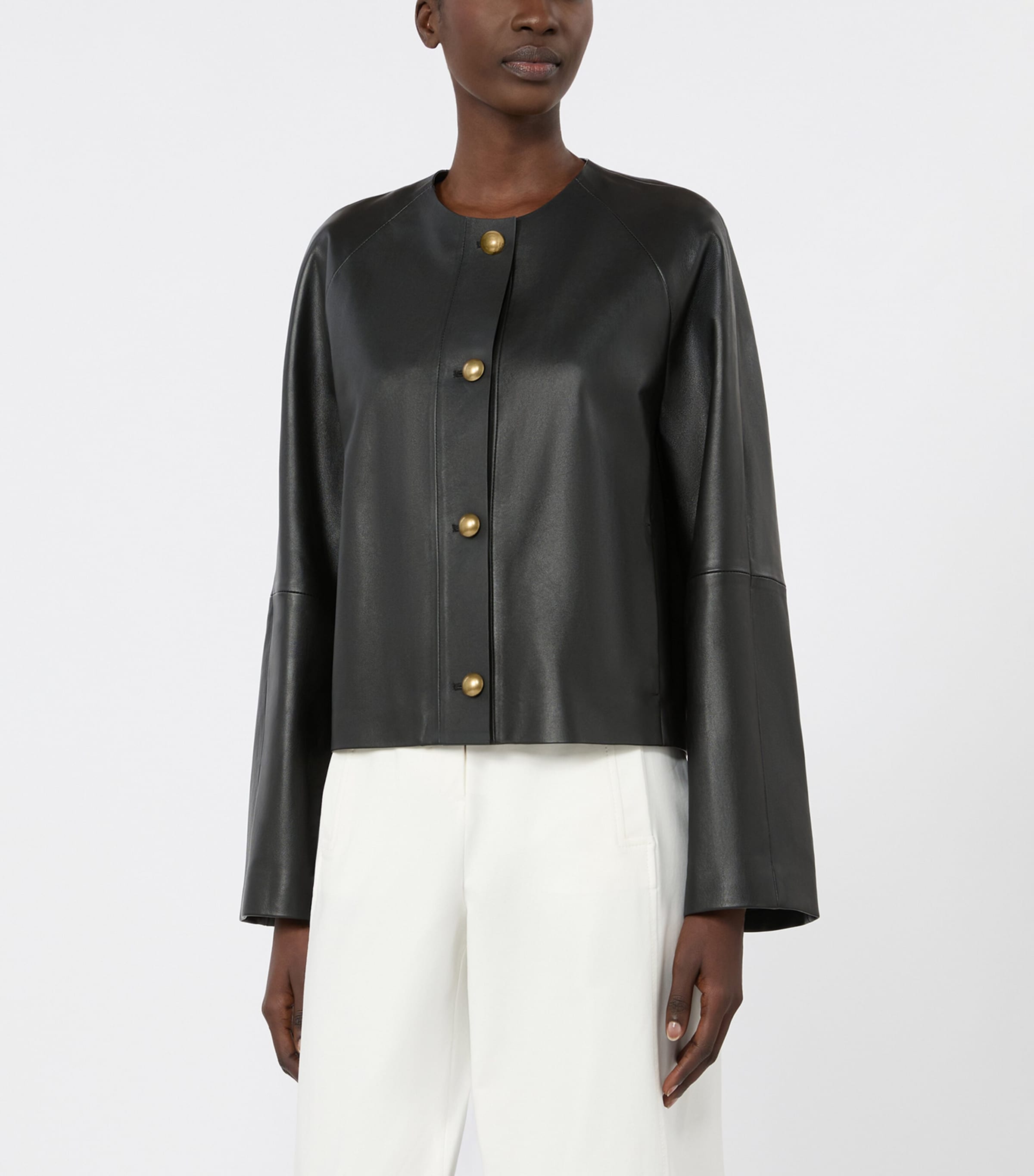 Max Mara Womens Leather Jacket Black Image 3